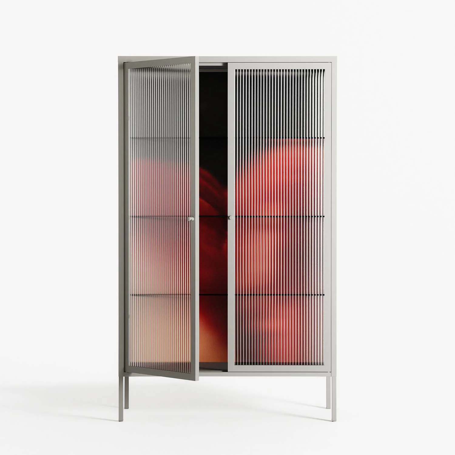 Red 3 - Cabinet - Nadia Ryder - Chalk - Reeded glass - Image 2