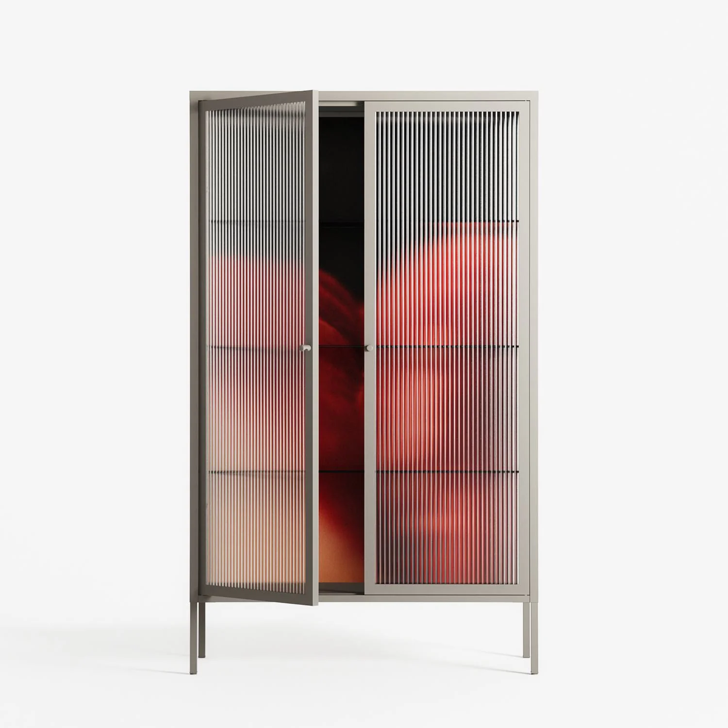 Red 3 - Cabinet - Nadia Ryder - Pebble - Reeded glass - Image 2