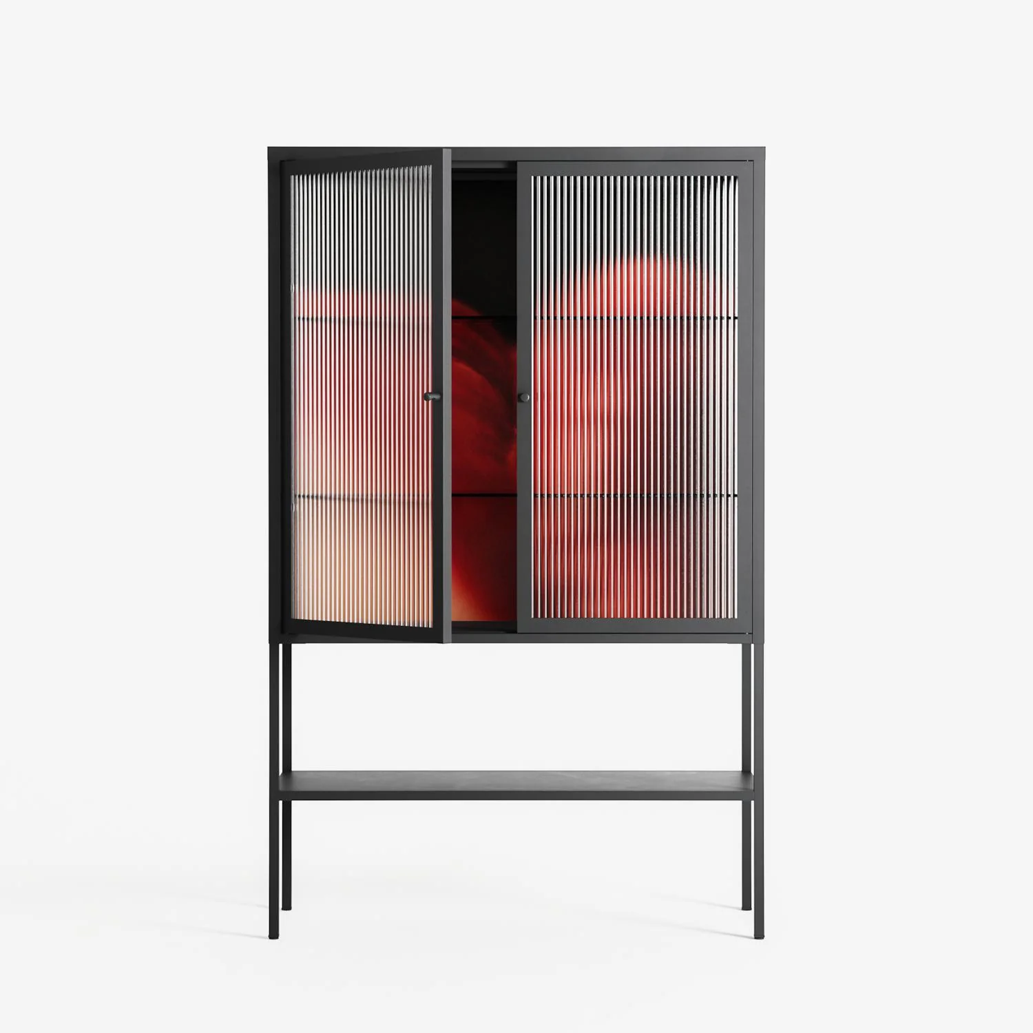Red 3 - Loft Cabinet - Nadia Ryder - Antracite - Reeded glass - Image 2
