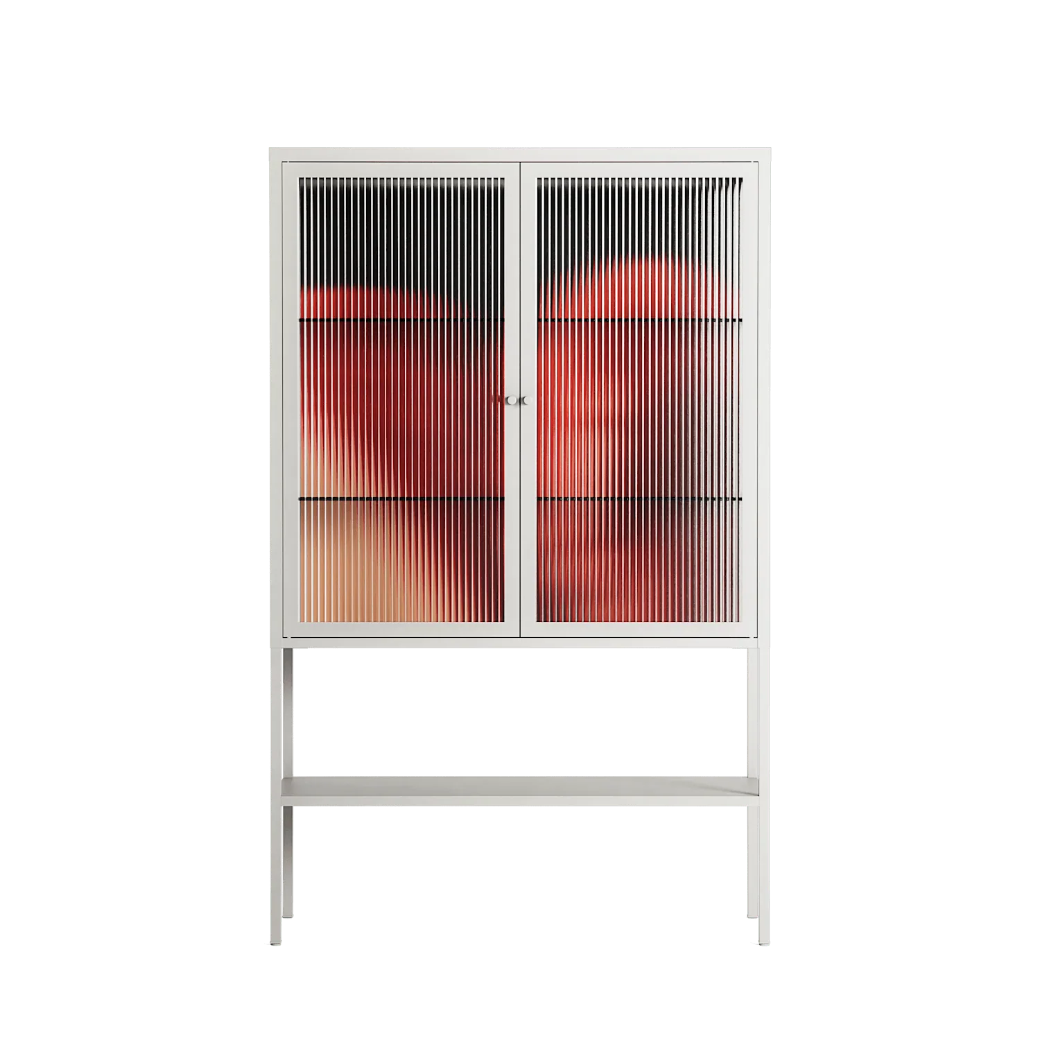 Red 3 - Loft Cabinet - Nadia Ryder - Chalk - Reeded glass