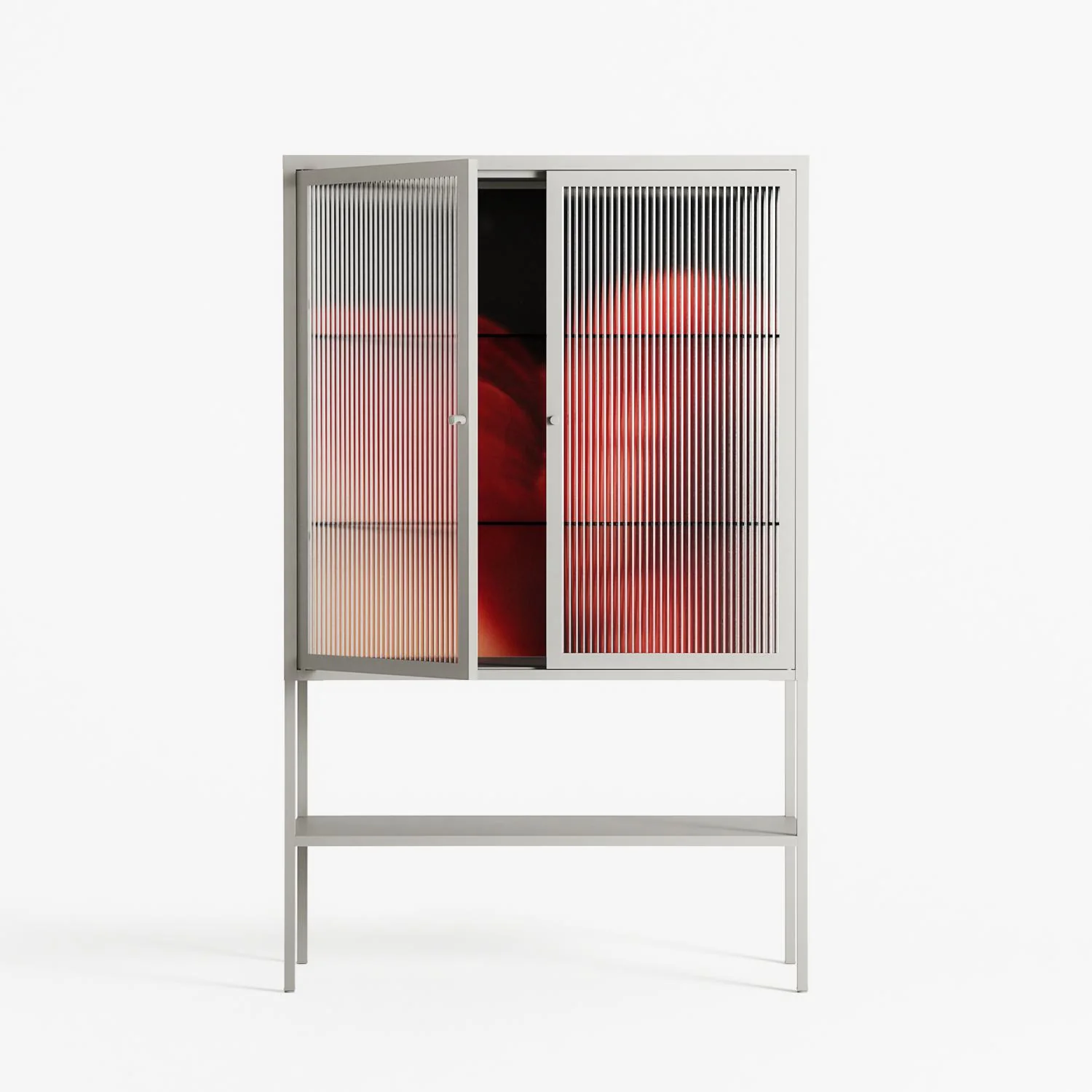 Red 3 - Loft Cabinet - Nadia Ryder - Chalk - Reeded glass - Image 2