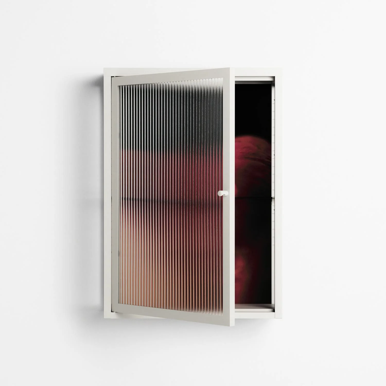 Red 3 - Wall Cabinet - Nadia Ryder - Chalk - Reeded glass - Image 2