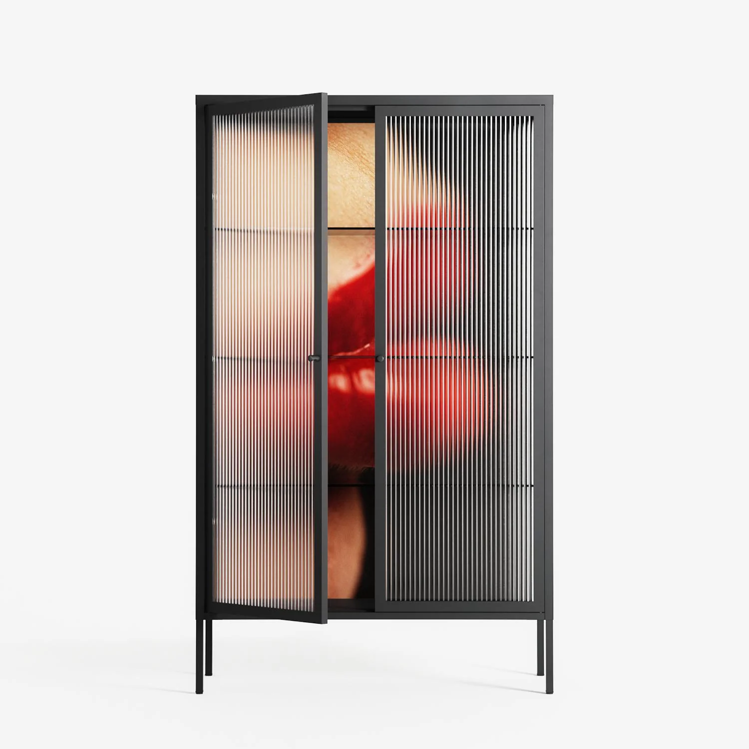 Red 4 - Cabinet - Nadia Ryder - Antracite - Reeded glass - Image 2