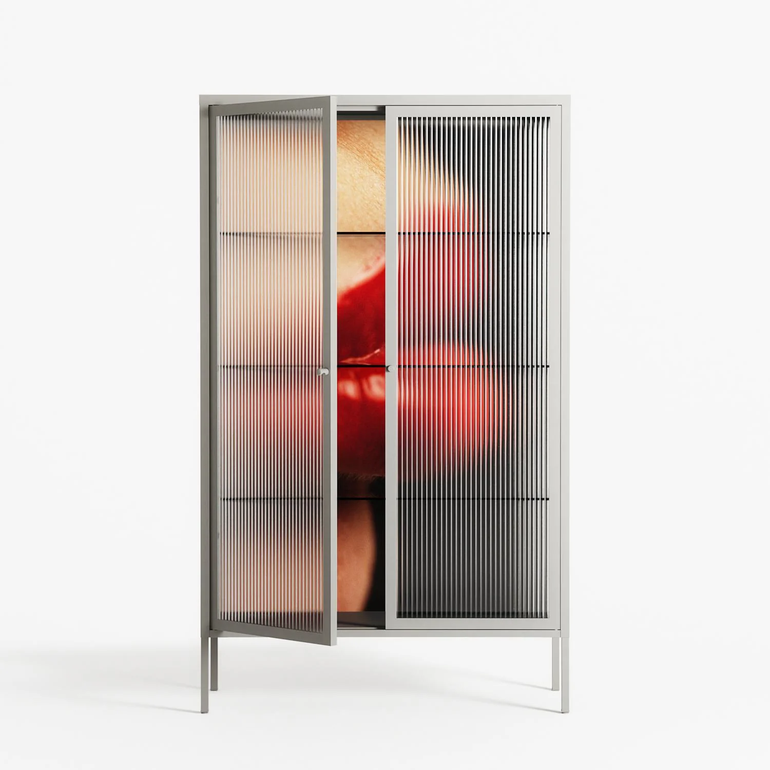 Red 4 - Cabinet - Nadia Ryder - Chalk - Reeded glass - Image 2