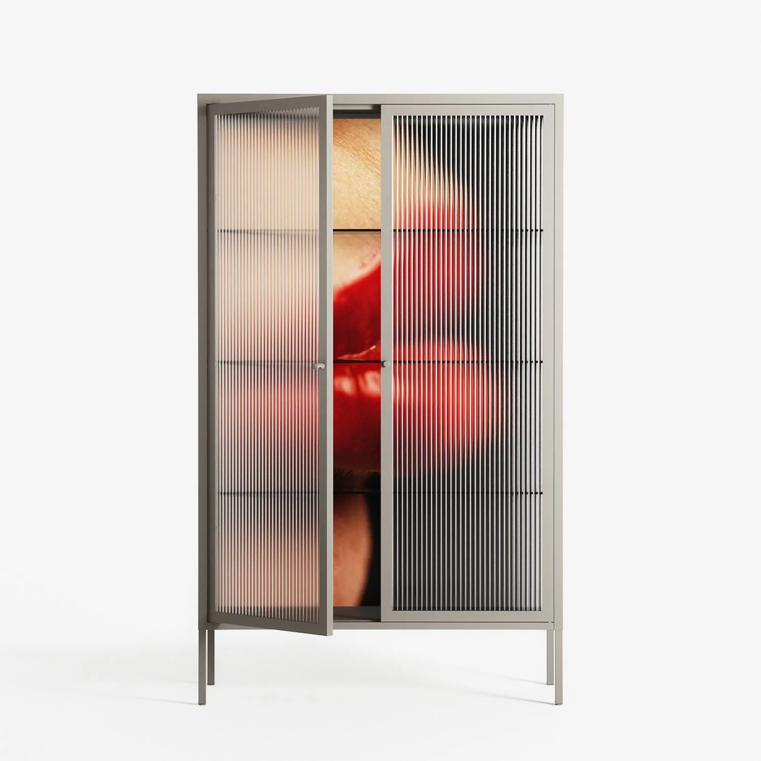 Red 4 - Cabinet - Nadia Ryder - Pebble - Reeded glass - Image 2