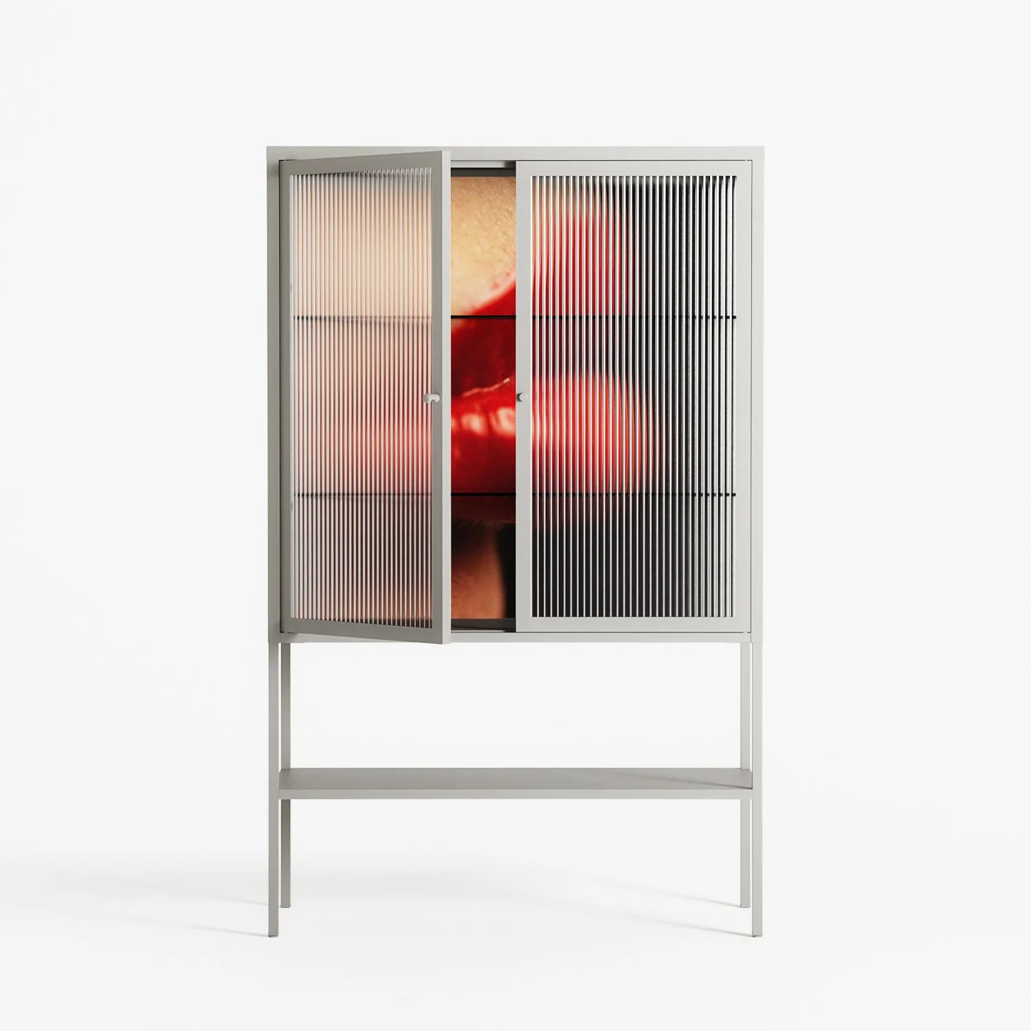 Red 4 - Loft Cabinet - Nadia Ryder - Chalk - Reeded glass - Image 2