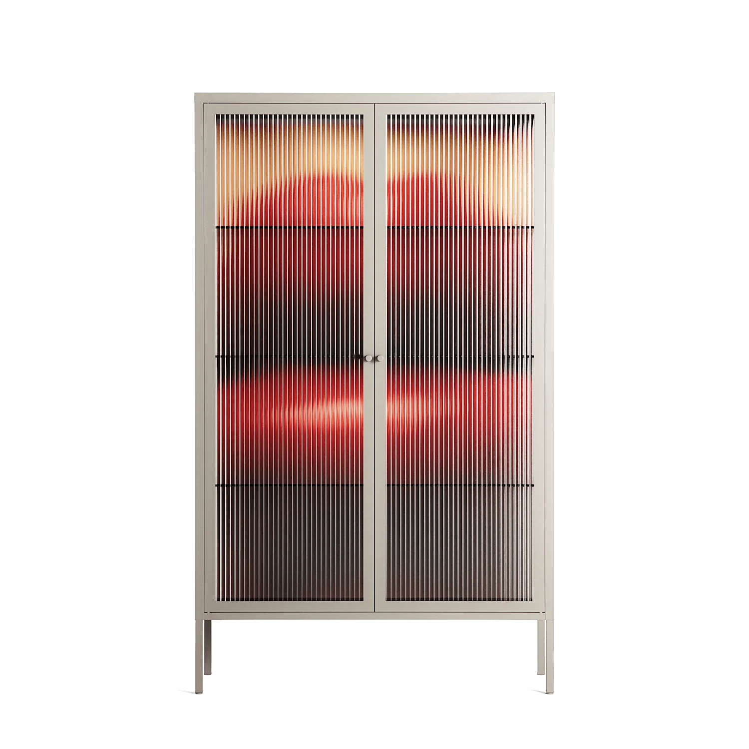 Red - Cabinet - Nadia Ryder - Pebble - Reeded glass