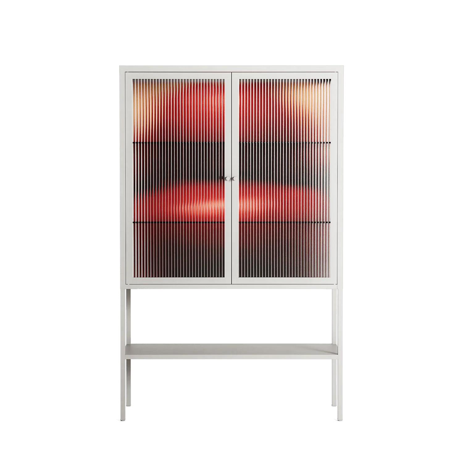 Red - Loft Cabinet - Nadia Ryder - Chalk - Reeded glass