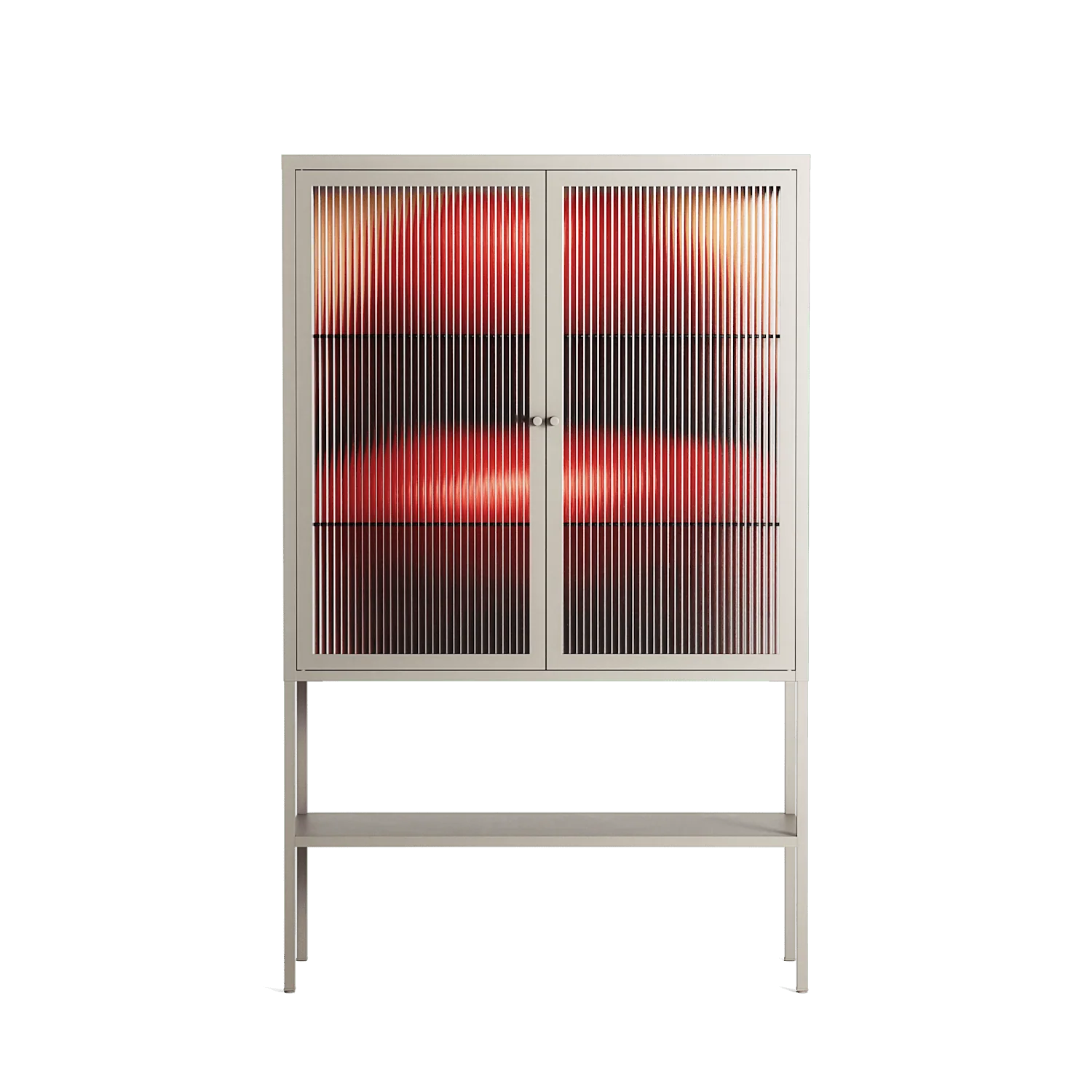 Red - Loft Cabinet - Nadia Ryder - Pebble - Reeded glass