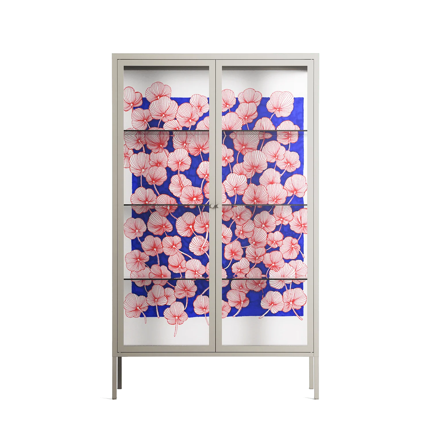 Redblooms - Cabinet - Katie O’Shea - Pebble - Clear glass