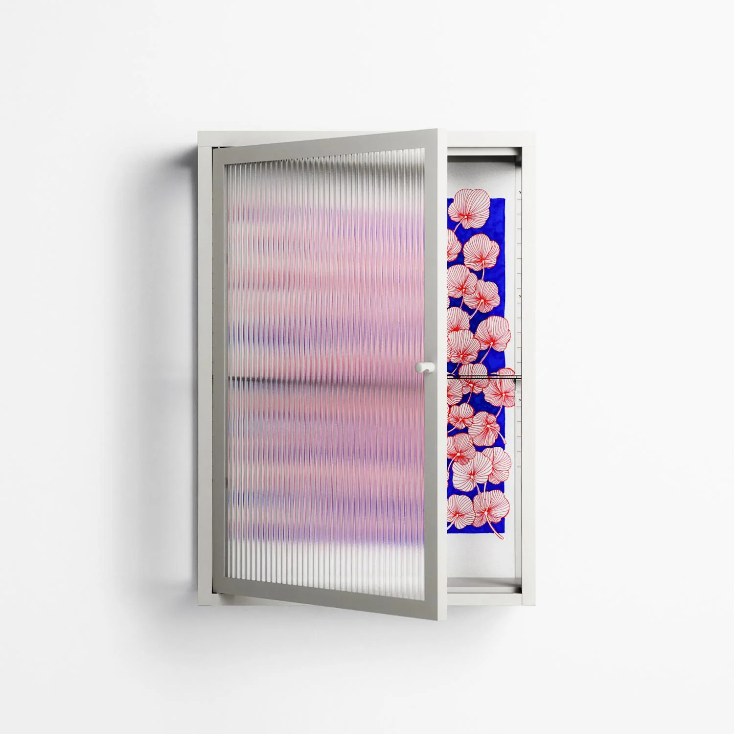 Redblooms - Wall Cabinet - Katie O’Shea - Chalk - Reeded glass - Image 2