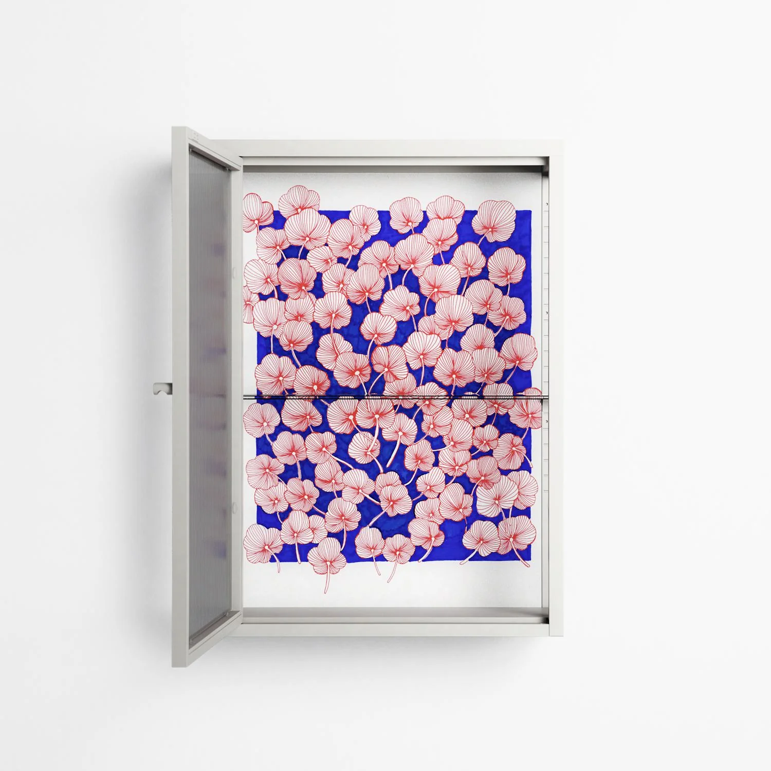 Redblooms - Wall Cabinet - Katie O’Shea - Chalk - Reeded glass - Image 3