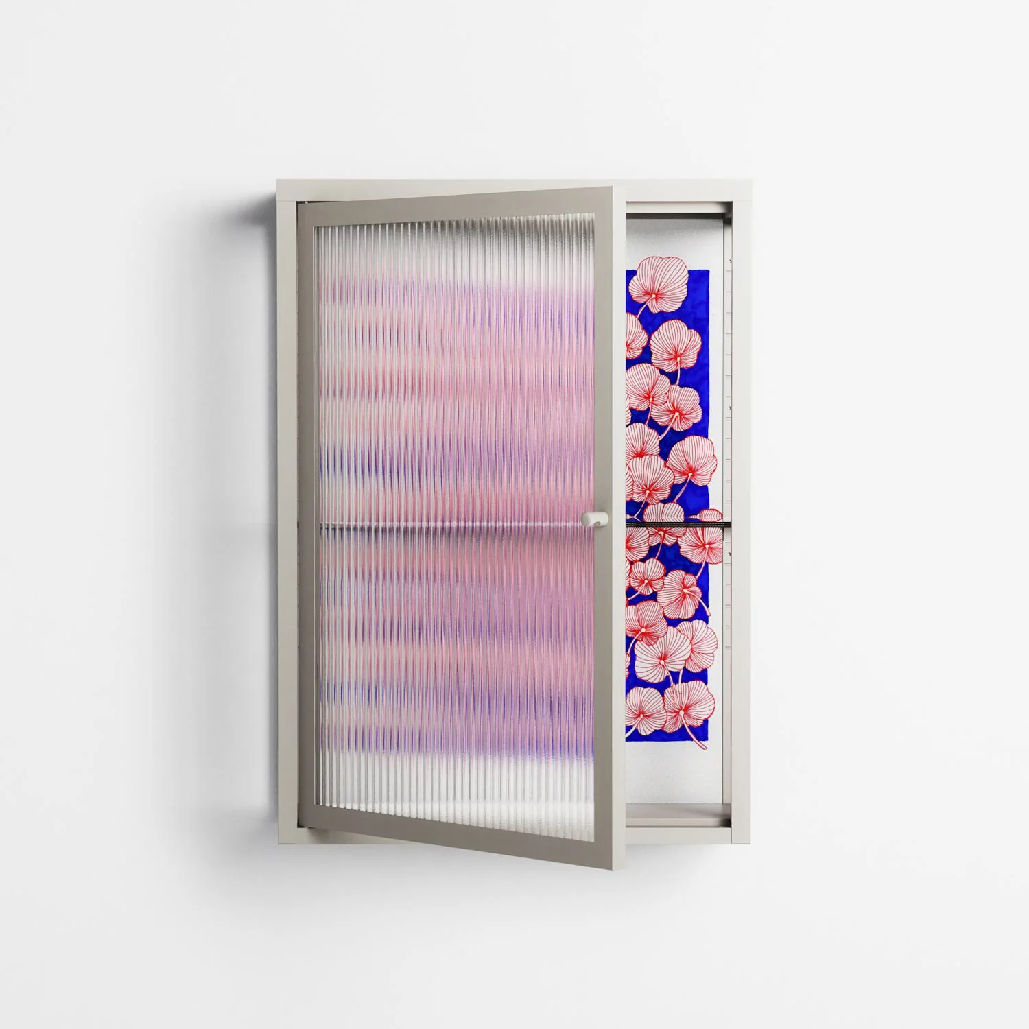 Redblooms - Wall Cabinet - Katie O’Shea - Pebble - Reeded glass - Image 2