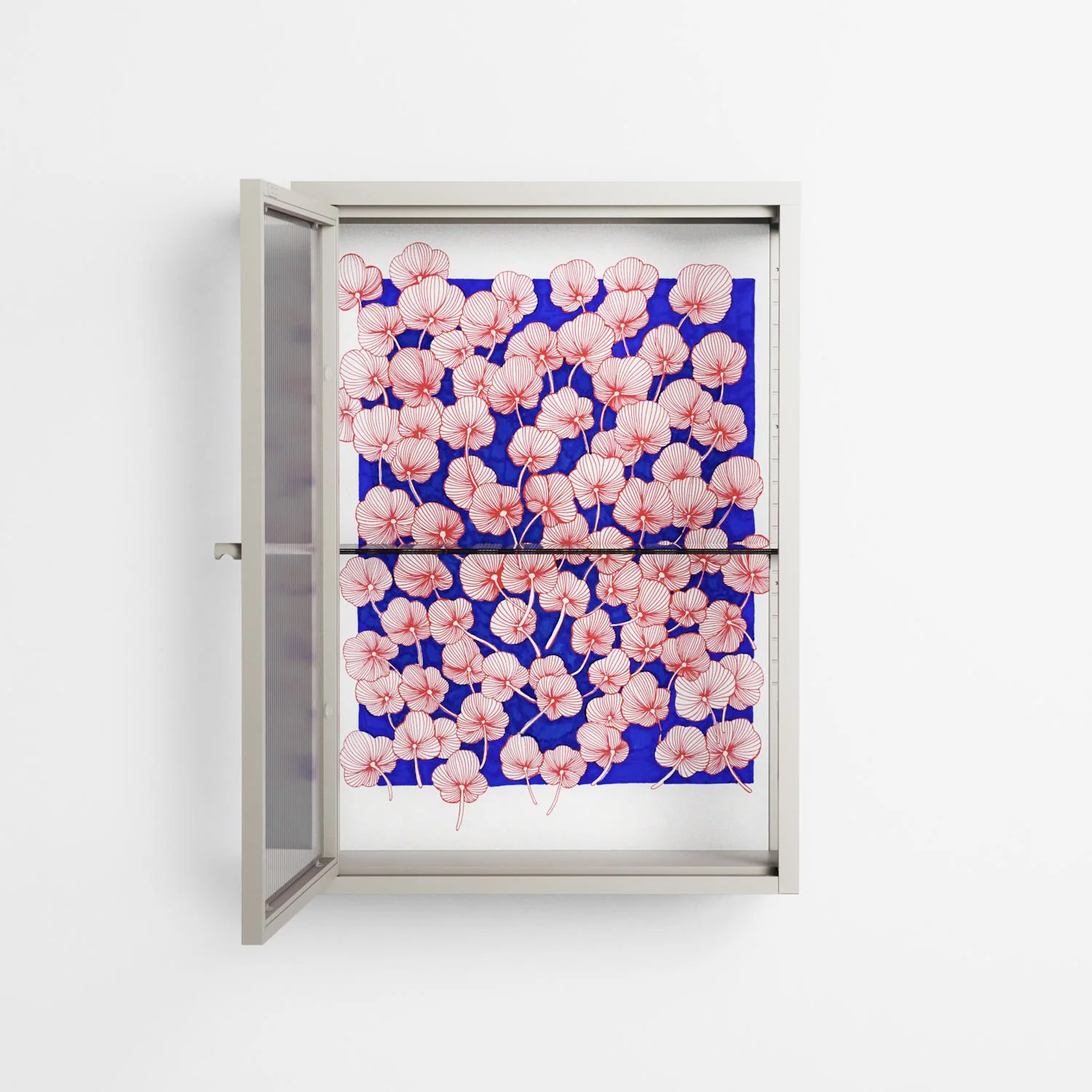 Redblooms - Wall Cabinet - Katie O’Shea - Pebble - Reeded glass - Image 3