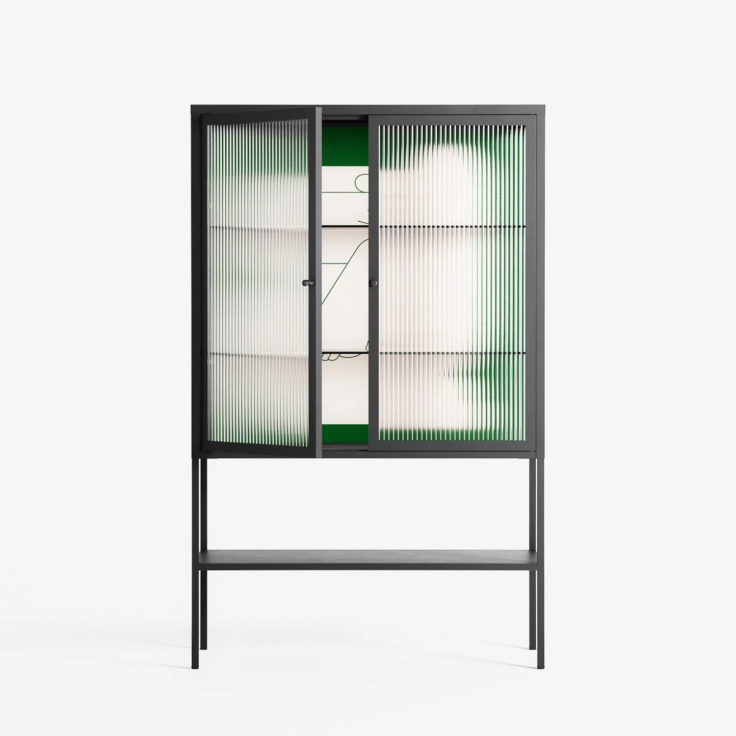 Rest 1 - Loft Cabinet - Andrea Devia-Nuño - Antracite - Reeded glass - Image 2