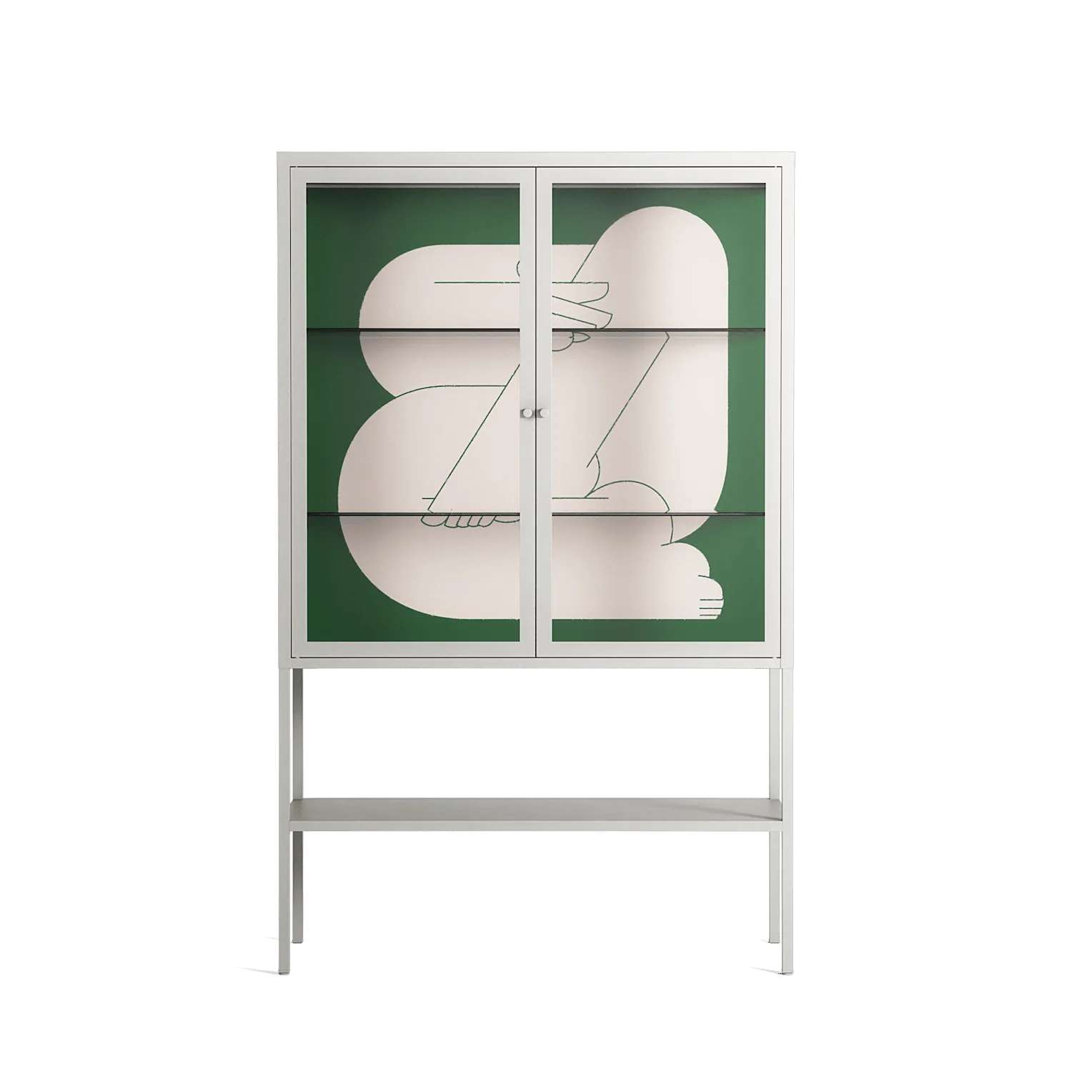 Rest 1 - Loft Cabinet - Andrea Devia-Nuño - Chalk - Clear glass