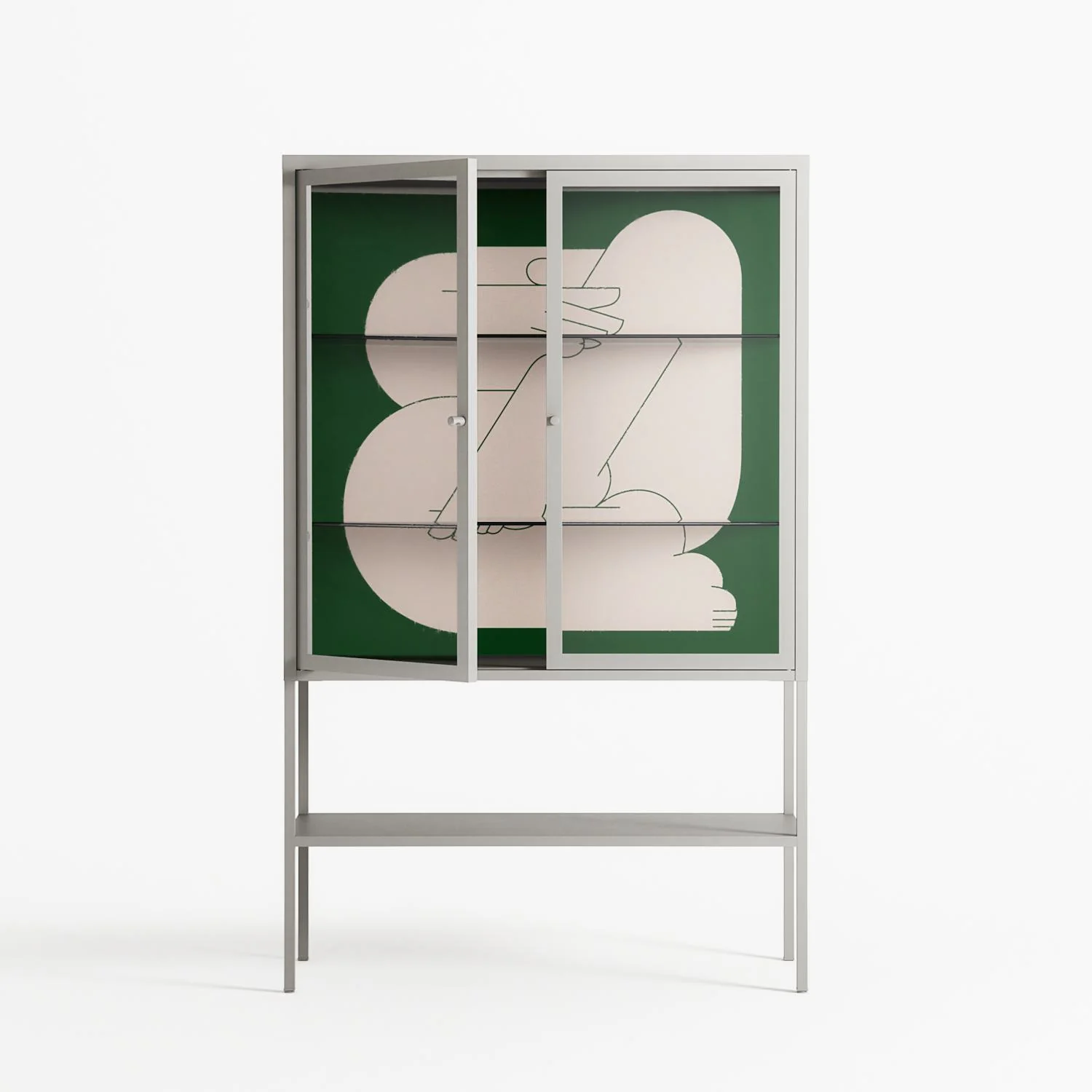Rest 1 - Loft Cabinet - Andrea Devia-Nuño - Chalk - Clear glass - Image 2