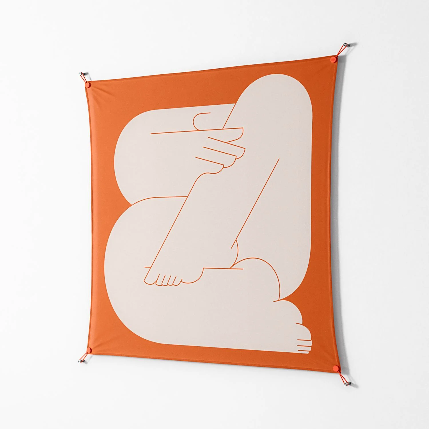 Rest 2 - Work On Wall - Andrea Devia-Nuño - Orange - 140 x 140 cm - Image 2