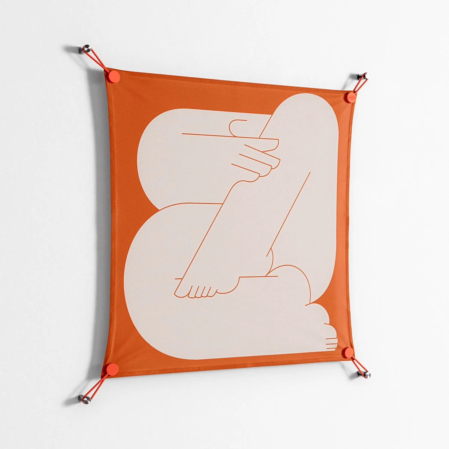Rest 2 - Work On Wall - Andrea Devia-Nuño - Orange - 70 x 70 cm - Image 2