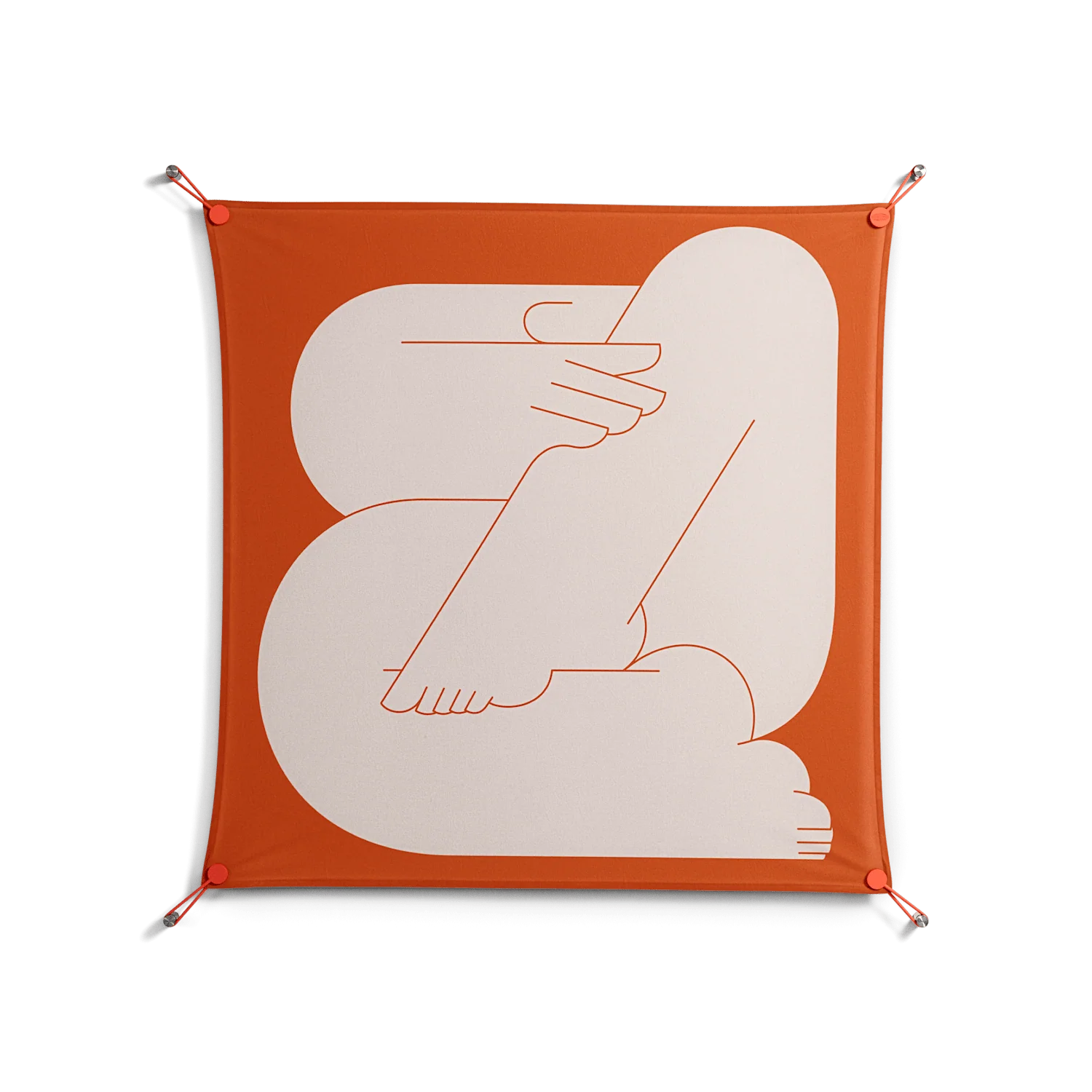 Rest 2 - Work On Wall - Andrea Devia-Nuño - Orange - 90 x 90 cm
