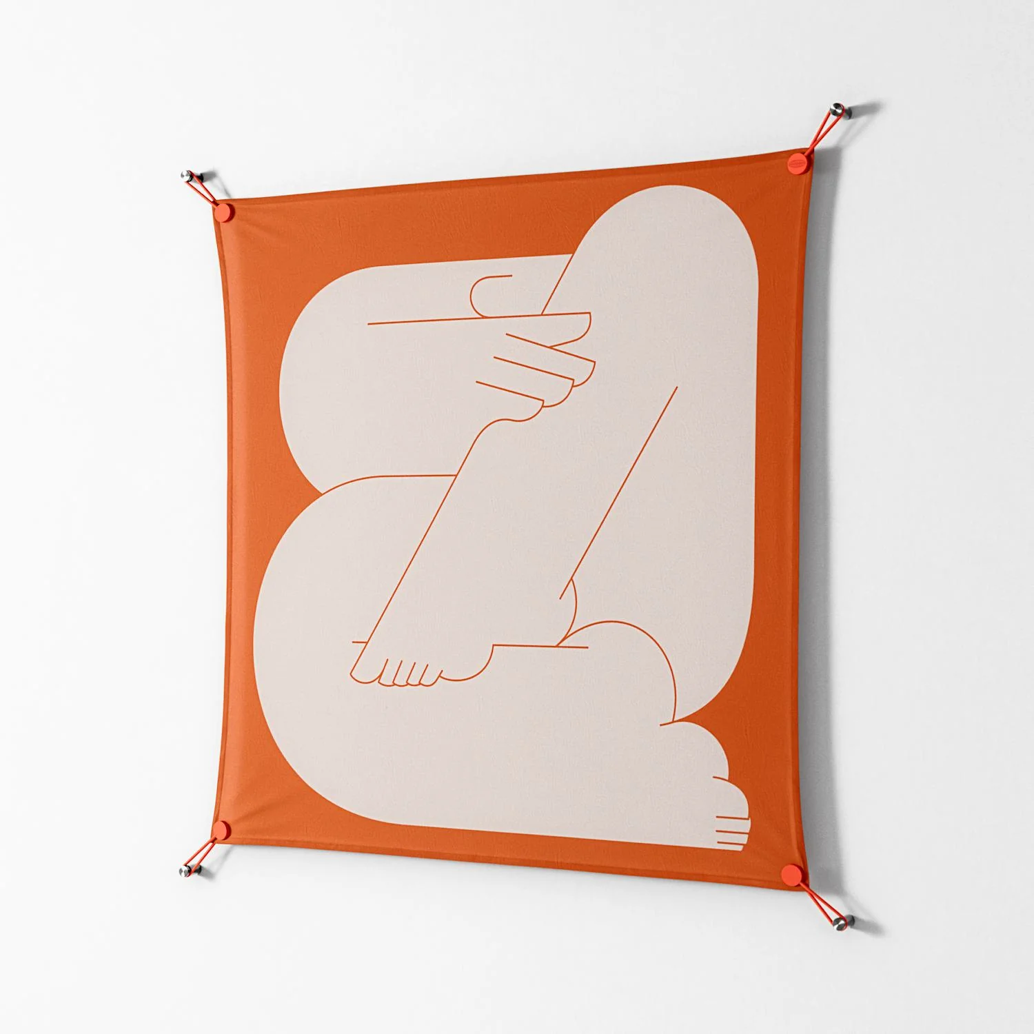 Rest 2 - Work On Wall - Andrea Devia-Nuño - Orange - 90 x 90 cm - Image 2
