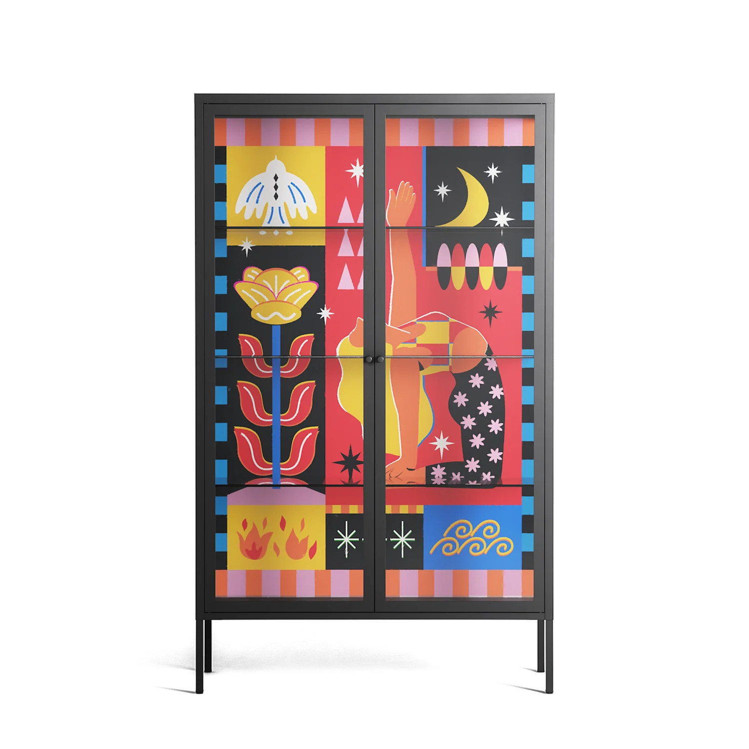 Rise - Cabinet - Heather Zhou - Antracite - Clear glass