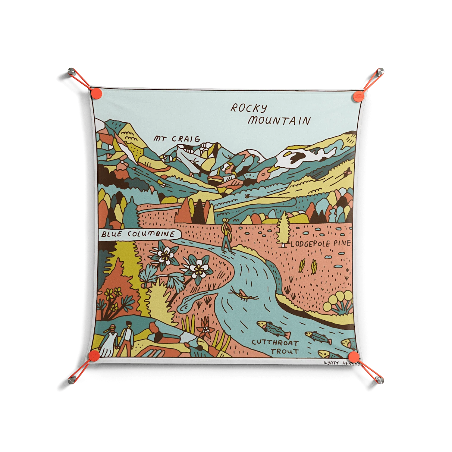 Rocky Mountain - Work On Wall - Wyatt Hersey - Orange - 70 x 70 cm