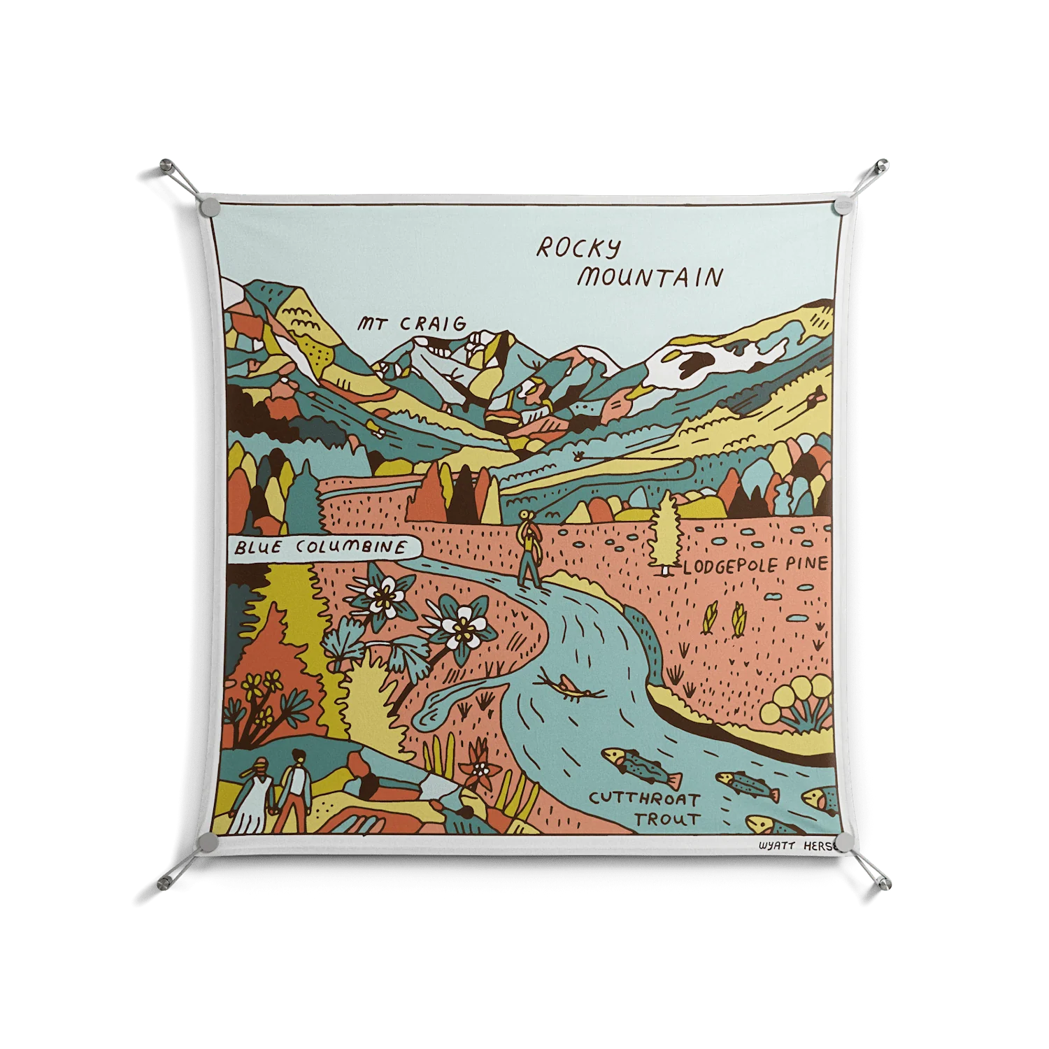 Rocky Mountain - Work On Wall - Wyatt Hersey - Silver - 90 x 90 cm