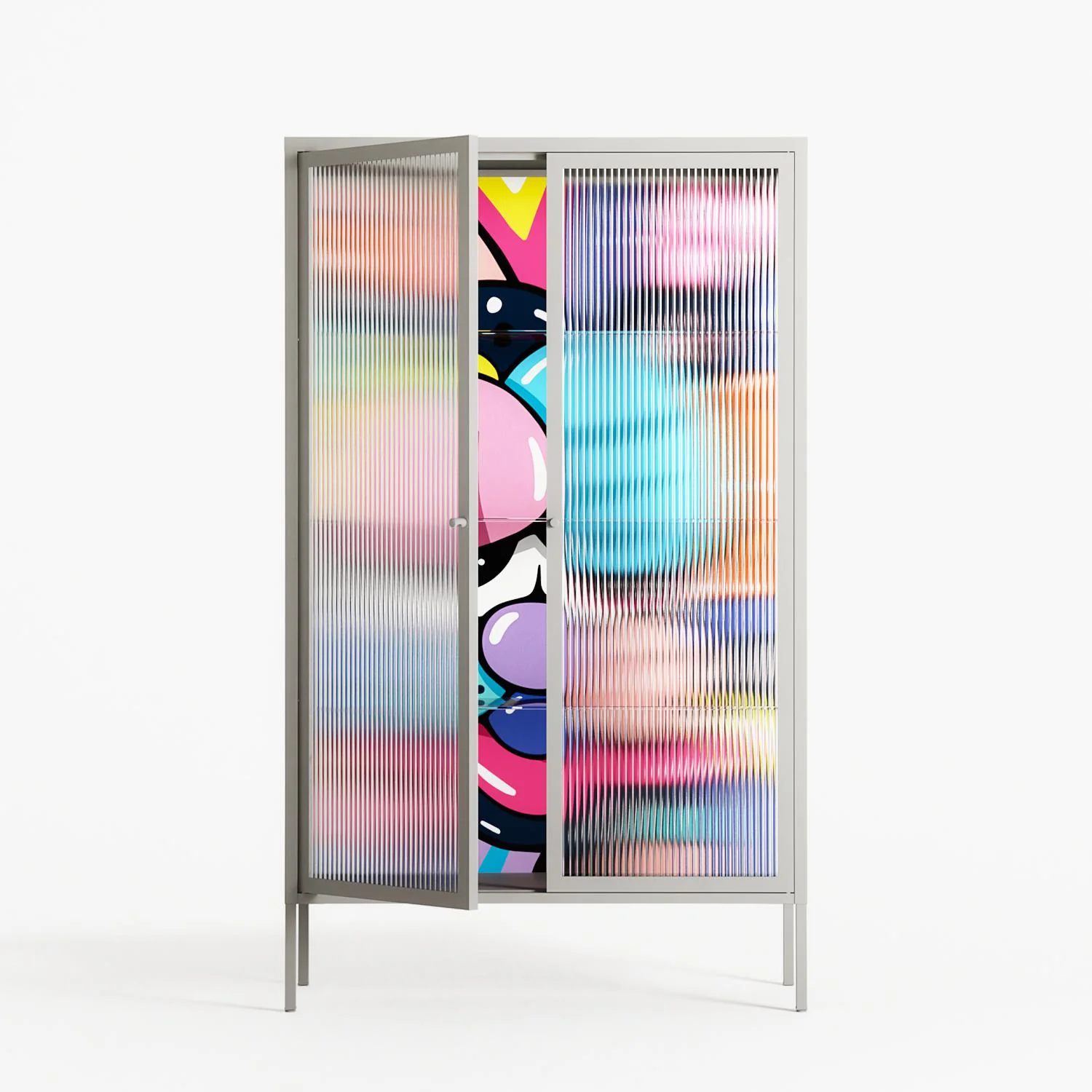 Sansone - Cabinet - Maddalena Fanfani - Chalk - Reeded glass - Image 2