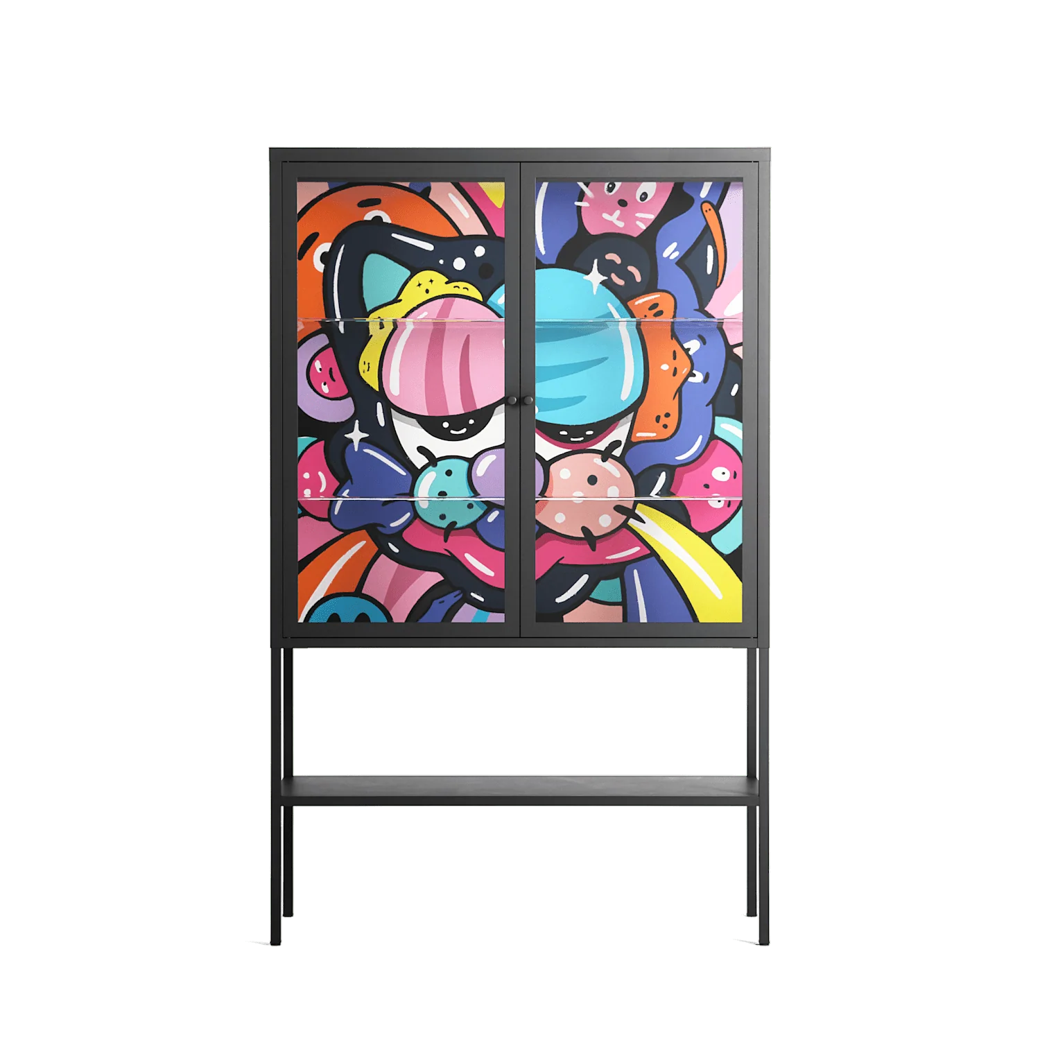 Sansone - Loft Cabinet - Maddalena Fanfani - Antracite - Clear glass