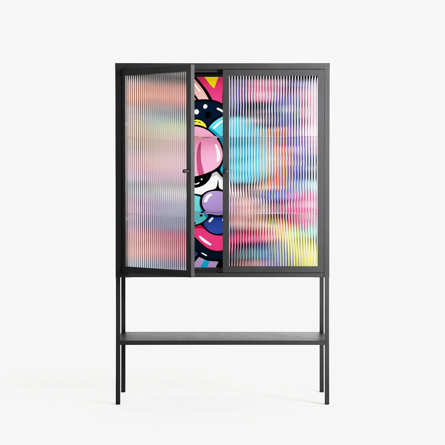 Sansone - Loft Cabinet - Maddalena Fanfani - Antracite - Reeded glass - Image 2