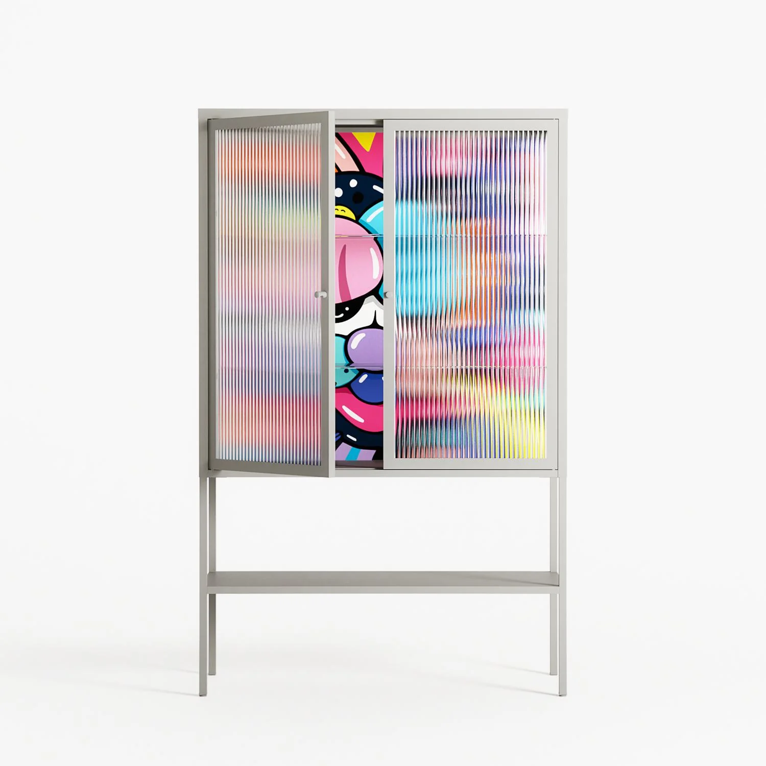 Sansone - Loft Cabinet - Maddalena Fanfani - Chalk - Reeded glass - Image 2