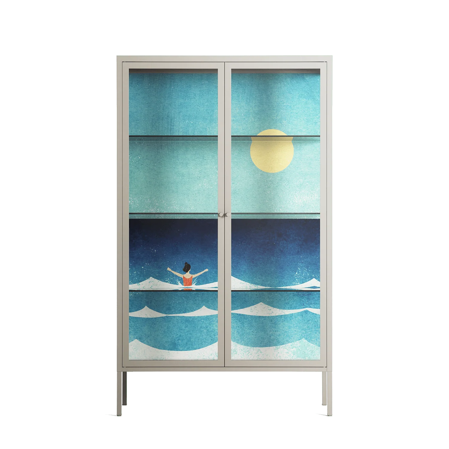 Sea Swim - Cabinet - Henry Rivers - Pebble - Clear glass