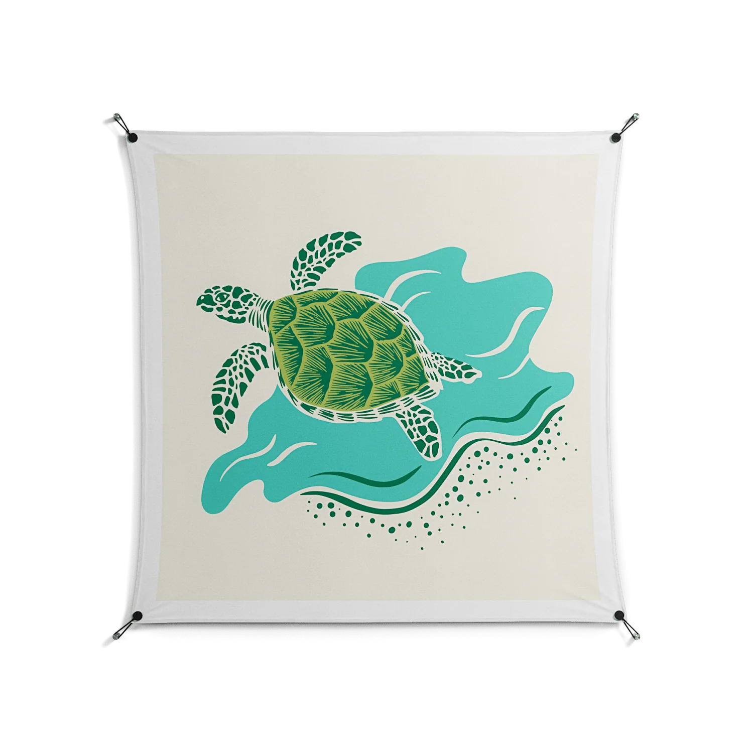 Sea Turtle - Work On Wall - Amy Suther - Black - 140 x 140 cm