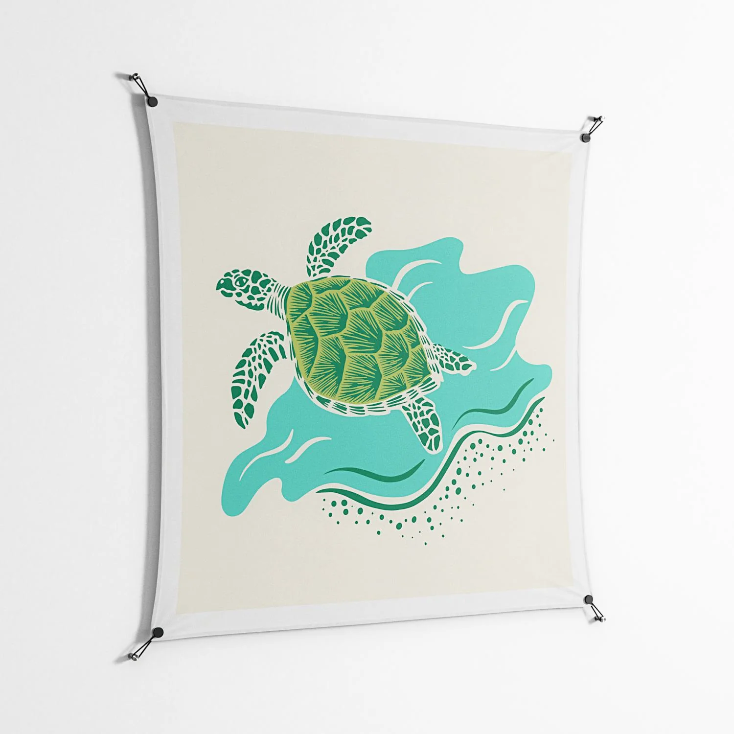 Sea Turtle - Work On Wall - Amy Suther - Black - 140 x 140 cm - Image 2