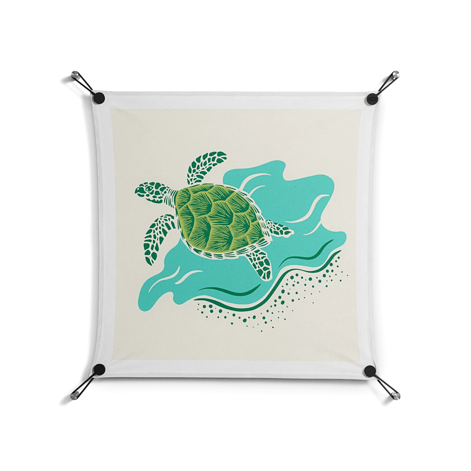 Sea Turtle - Work On Wall - Amy Suther - Black - 70 x 70 cm