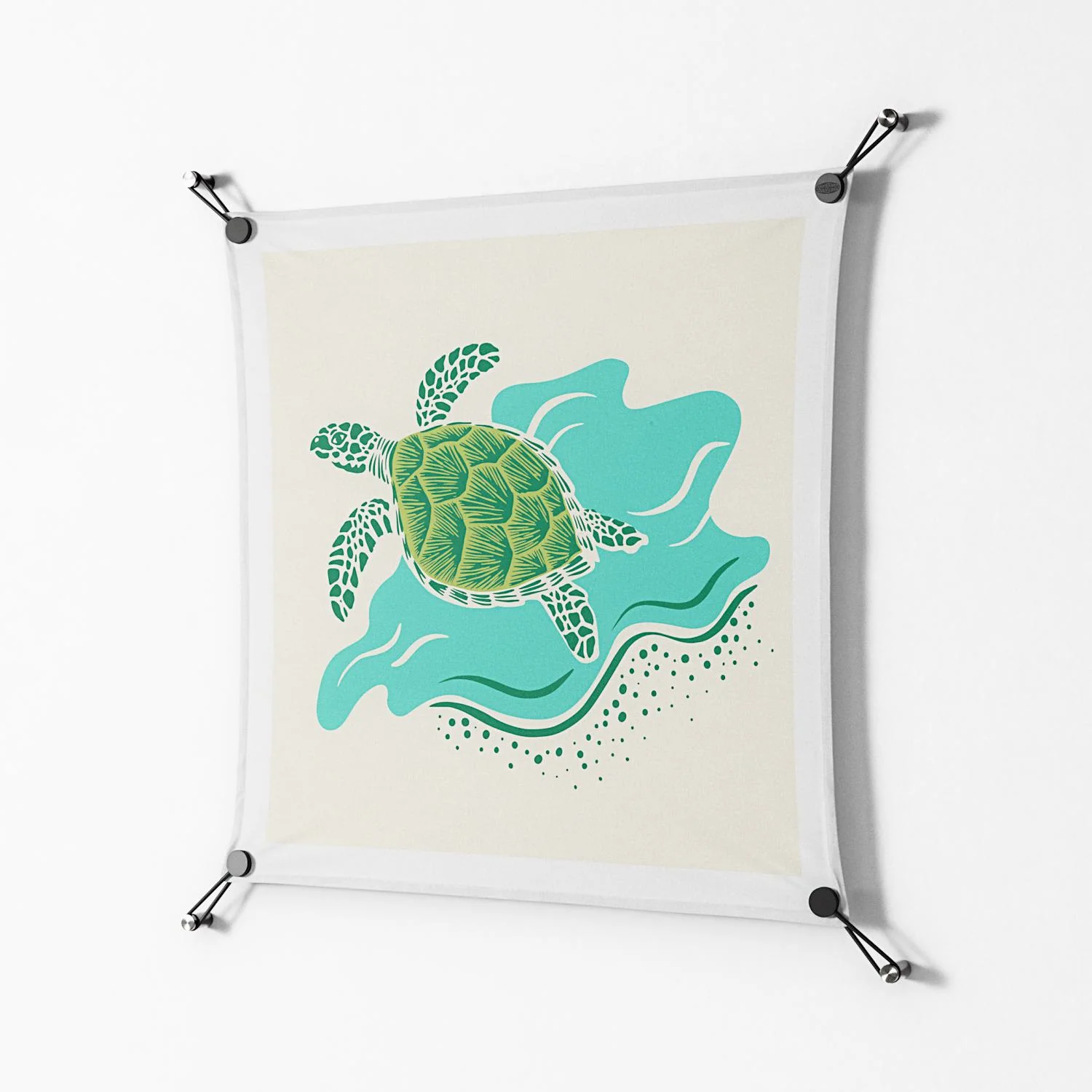 Sea Turtle - Work On Wall - Amy Suther - Black - 70 x 70 cm - Image 2