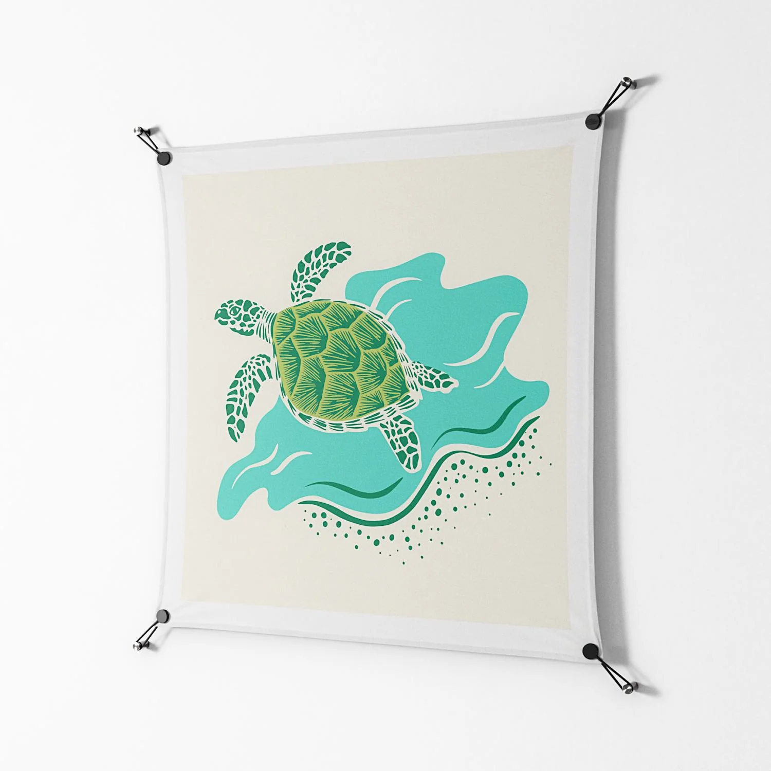 Sea Turtle - Work On Wall - Amy Suther - Black - 90 x 90 cm - Image 2