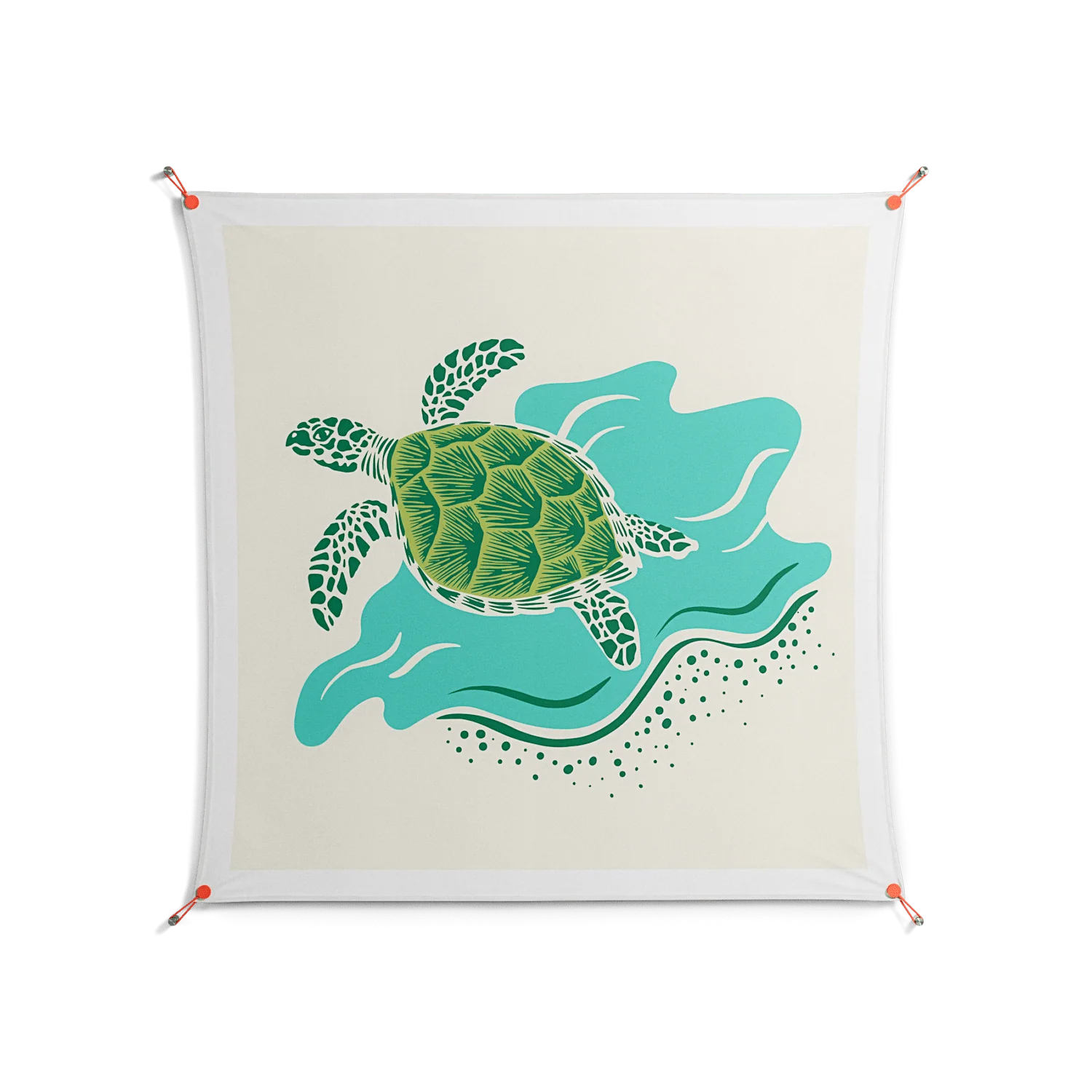 Sea Turtle - Work On Wall - Amy Suther - Orange - 140 x 140 cm