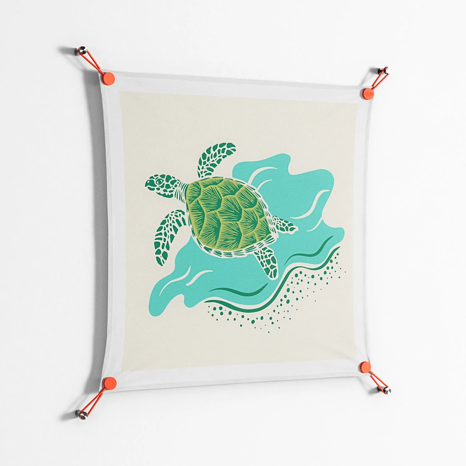 Sea Turtle - Work On Wall - Amy Suther - Orange - 70 x 70 cm - Image 2