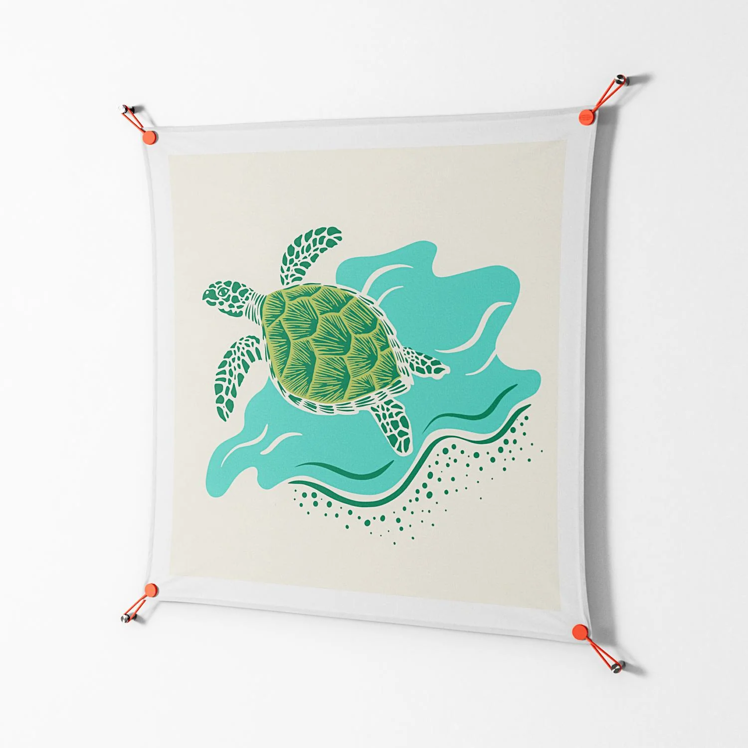 Sea Turtle - Work On Wall - Amy Suther - Orange - 90 x 90 cm - Image 2
