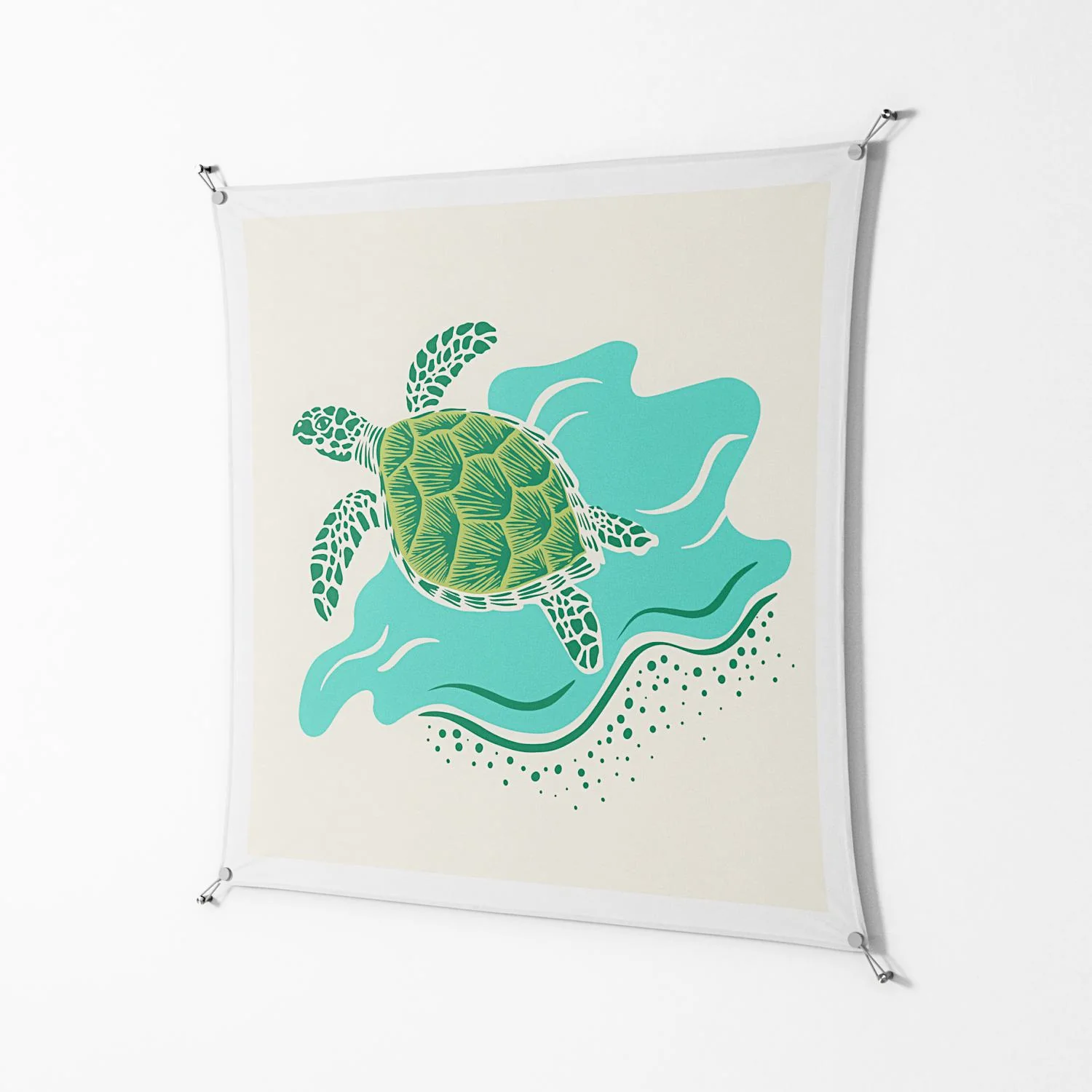 Sea Turtle - Work On Wall - Amy Suther - Silver - 140 x 140 cm - Image 2
