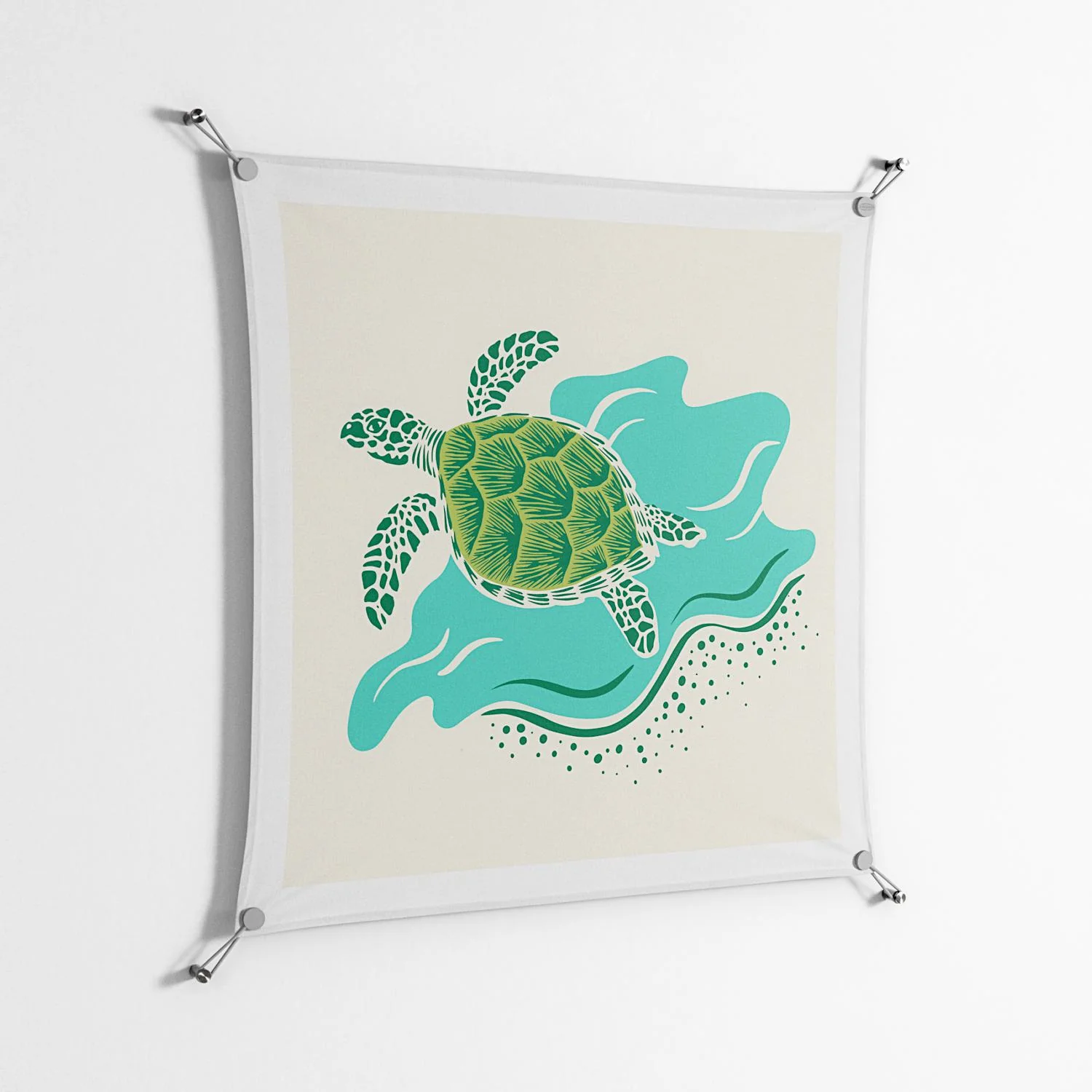 Sea Turtle - Work On Wall - Amy Suther - Silver - 90 x 90 cm - Image 2