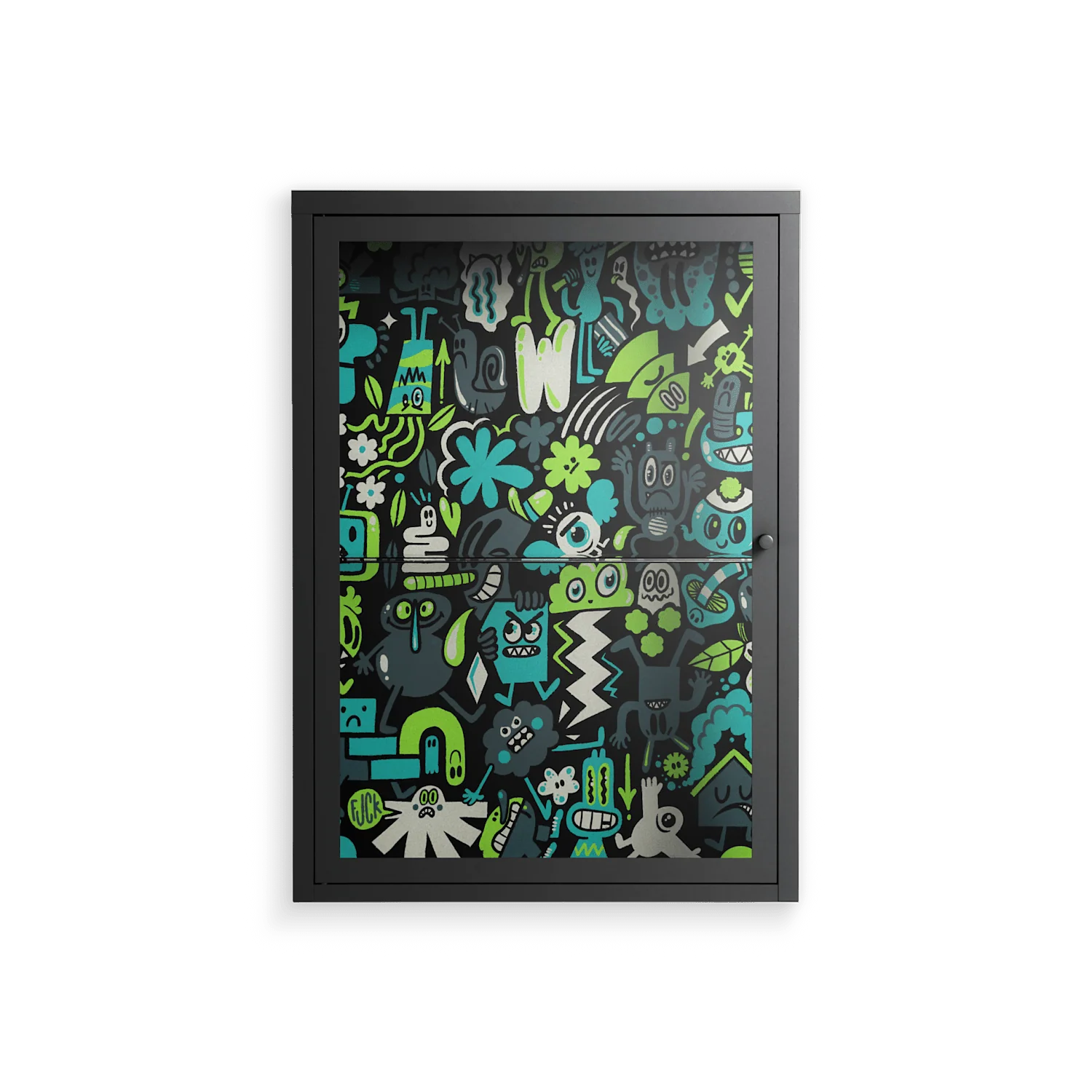 Shapes and Faces - Wall Cabinet - Craig Watkins - Antracite - Clear glass