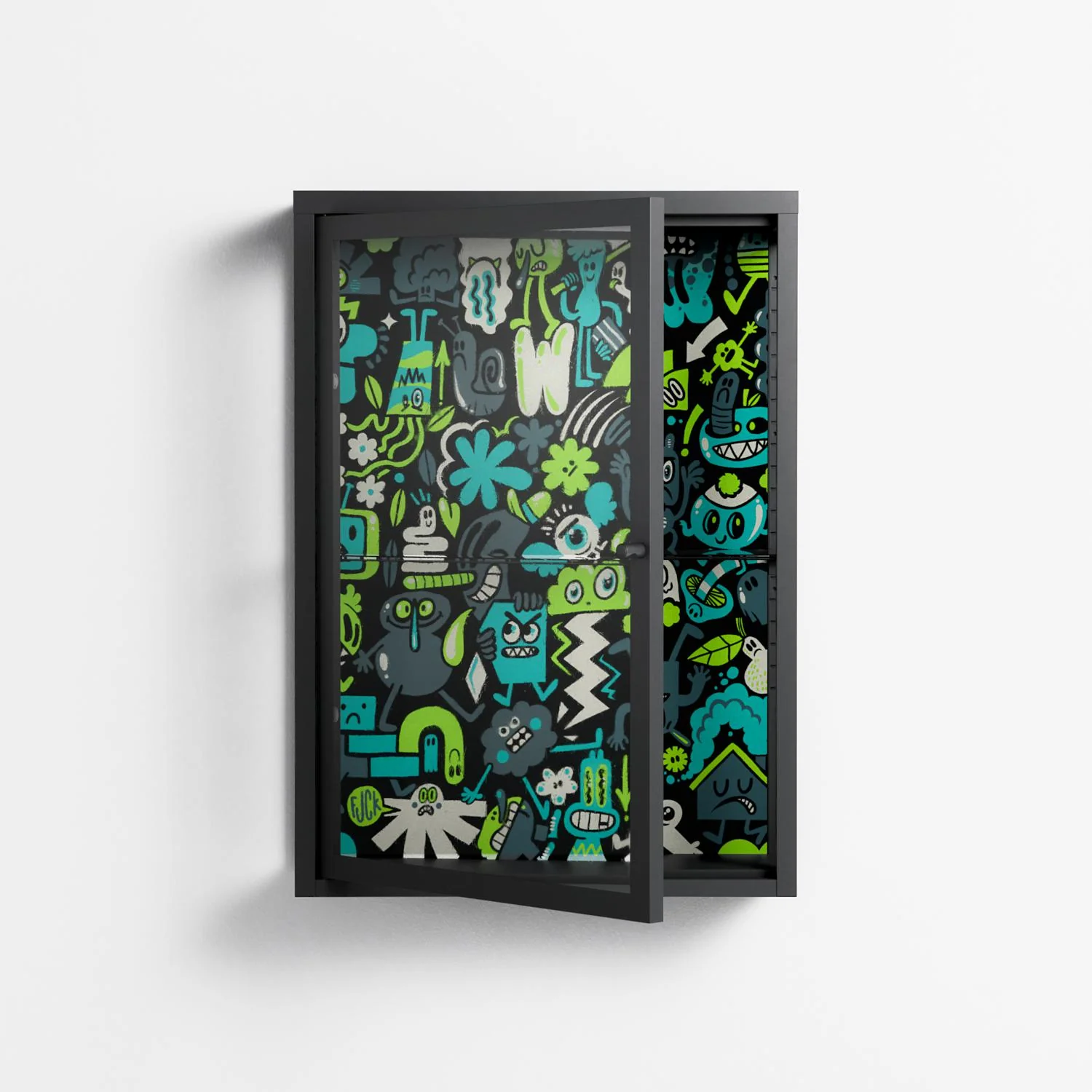 Shapes and Faces - Wall Cabinet - Craig Watkins - Antracite - Clear glass - Image 2