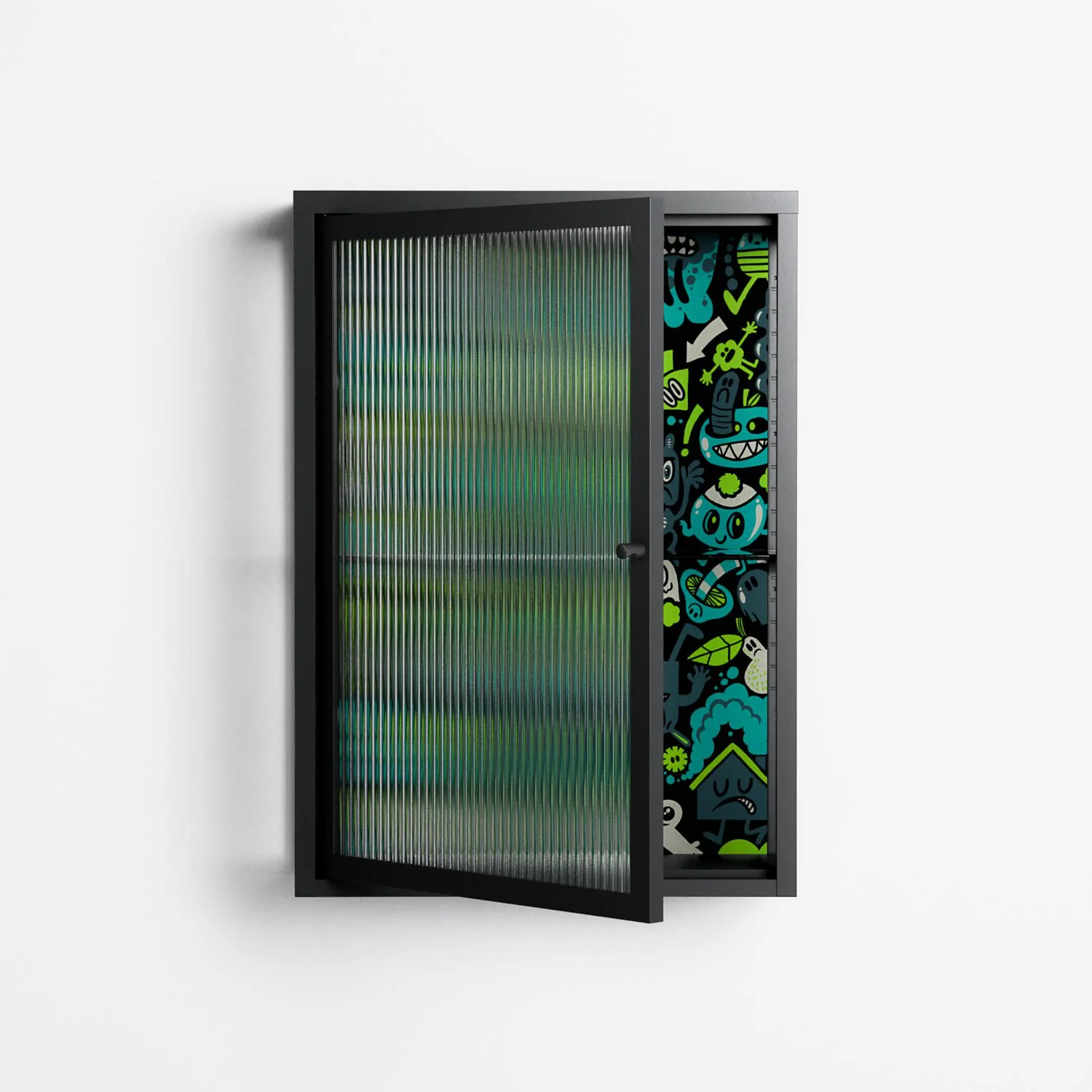 Shapes and Faces - Wall Cabinet - Craig Watkins - Antracite - Reeded glass - Image 2