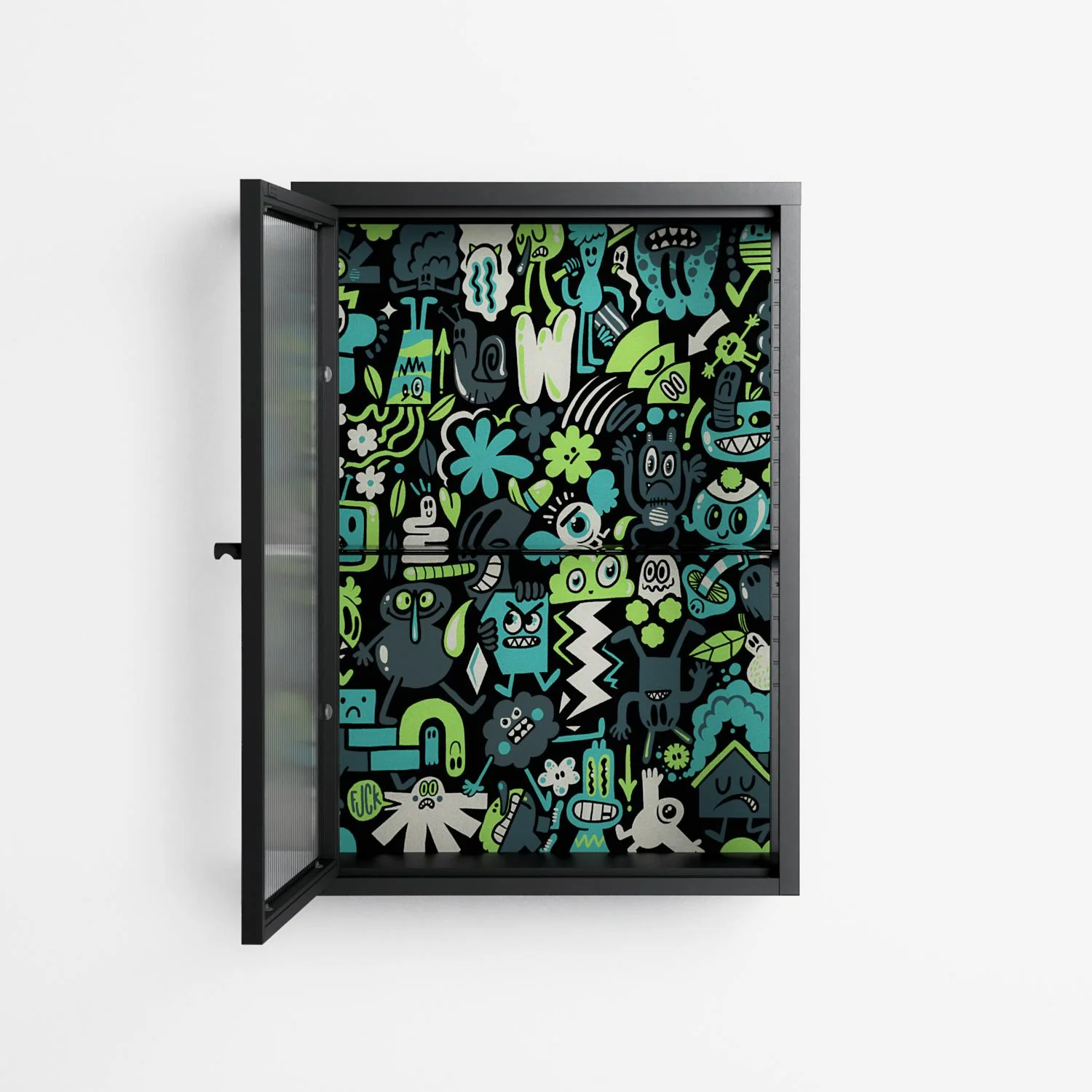 Shapes and Faces - Wall Cabinet - Craig Watkins - Antracite - Reeded glass - Image 3