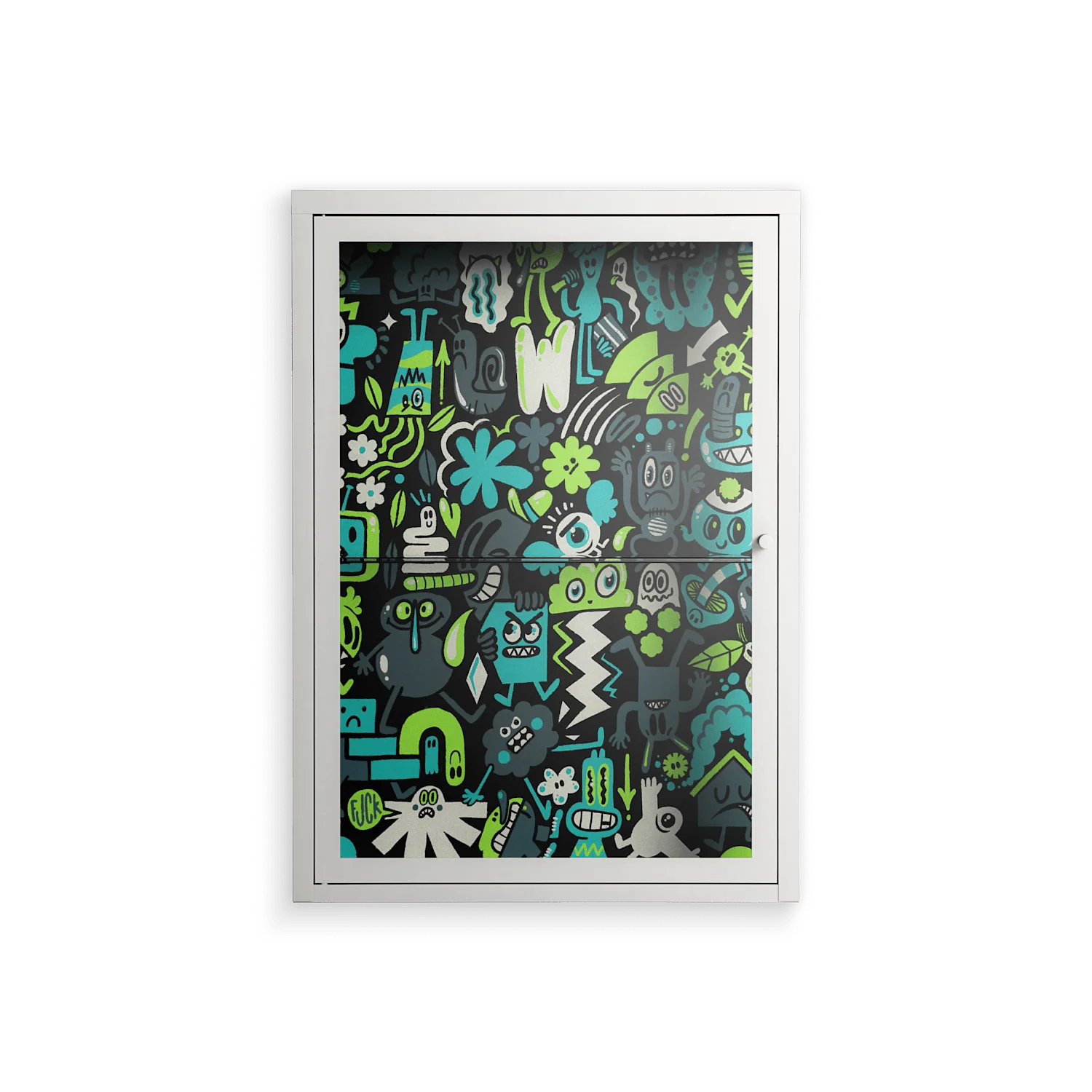 Shapes and Faces - Wall Cabinet - Craig Watkins - Chalk - Clear glass