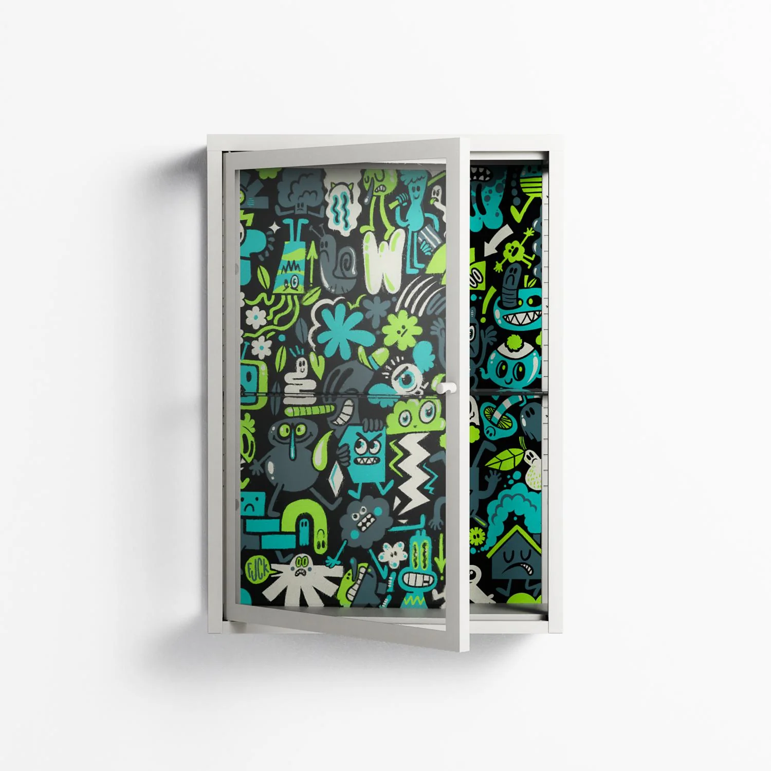 Shapes and Faces - Wall Cabinet - Craig Watkins - Chalk - Clear glass - Image 2