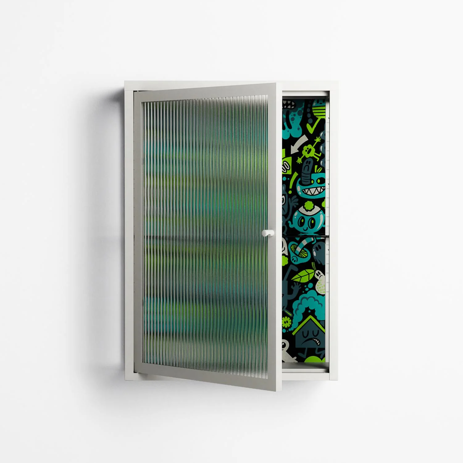 Shapes and Faces - Wall Cabinet - Craig Watkins - Chalk - Reeded glass - Image 2